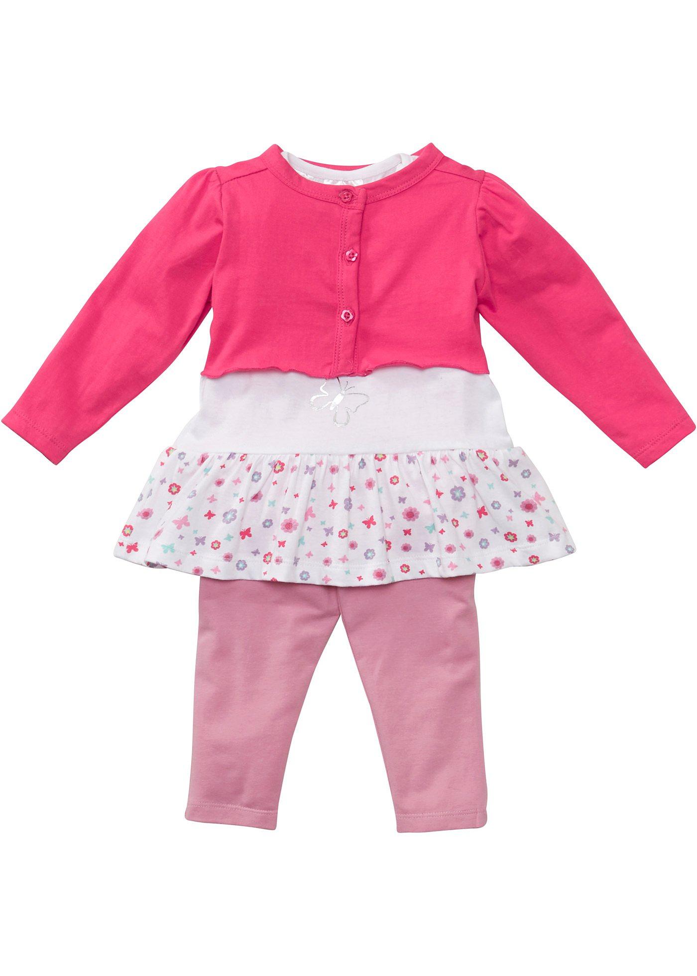 Boléro bébé + T-shirt + legging (Ens. 3 pces.) coton bio
