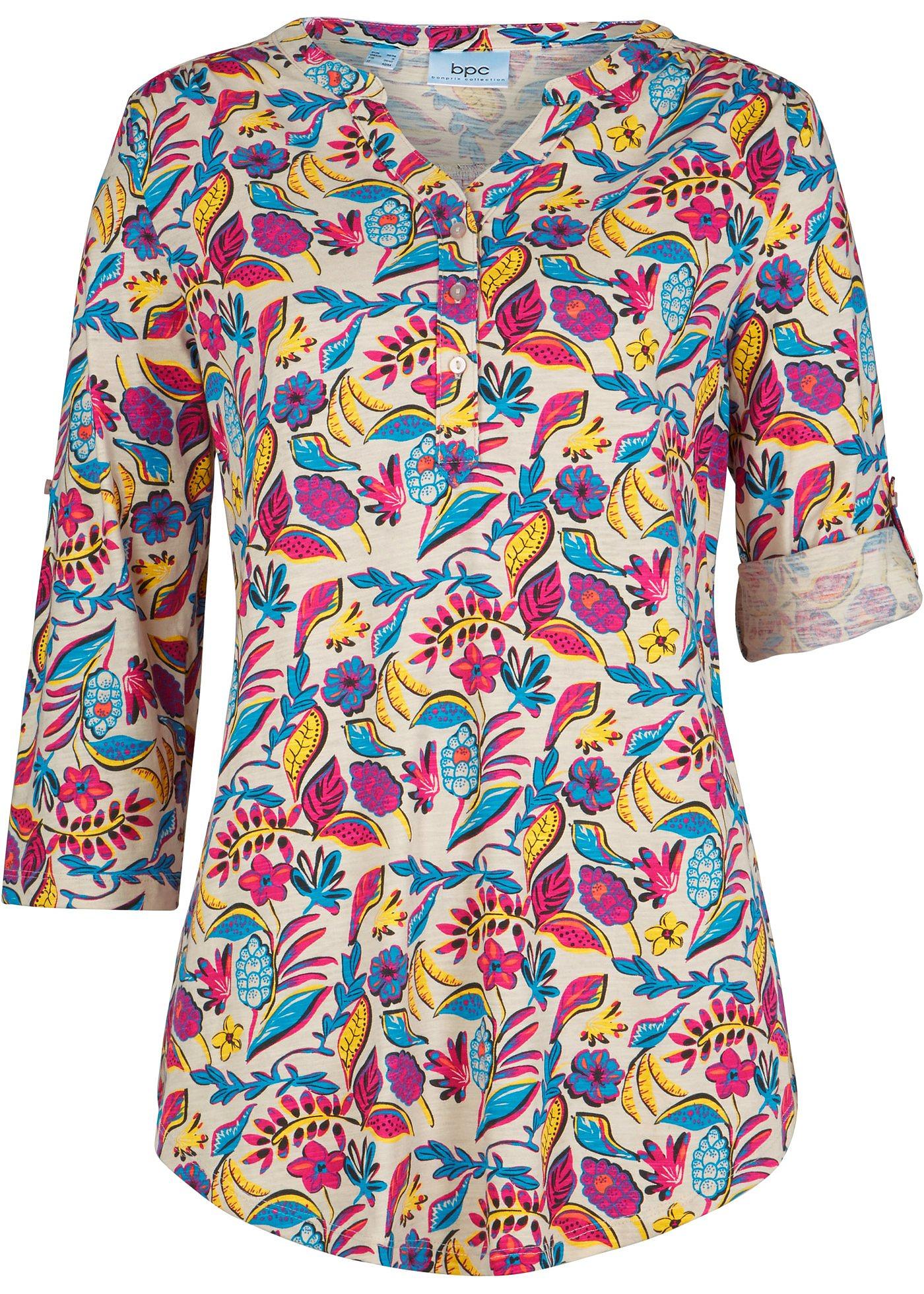 T-shirt-tunique coton manches 3/4