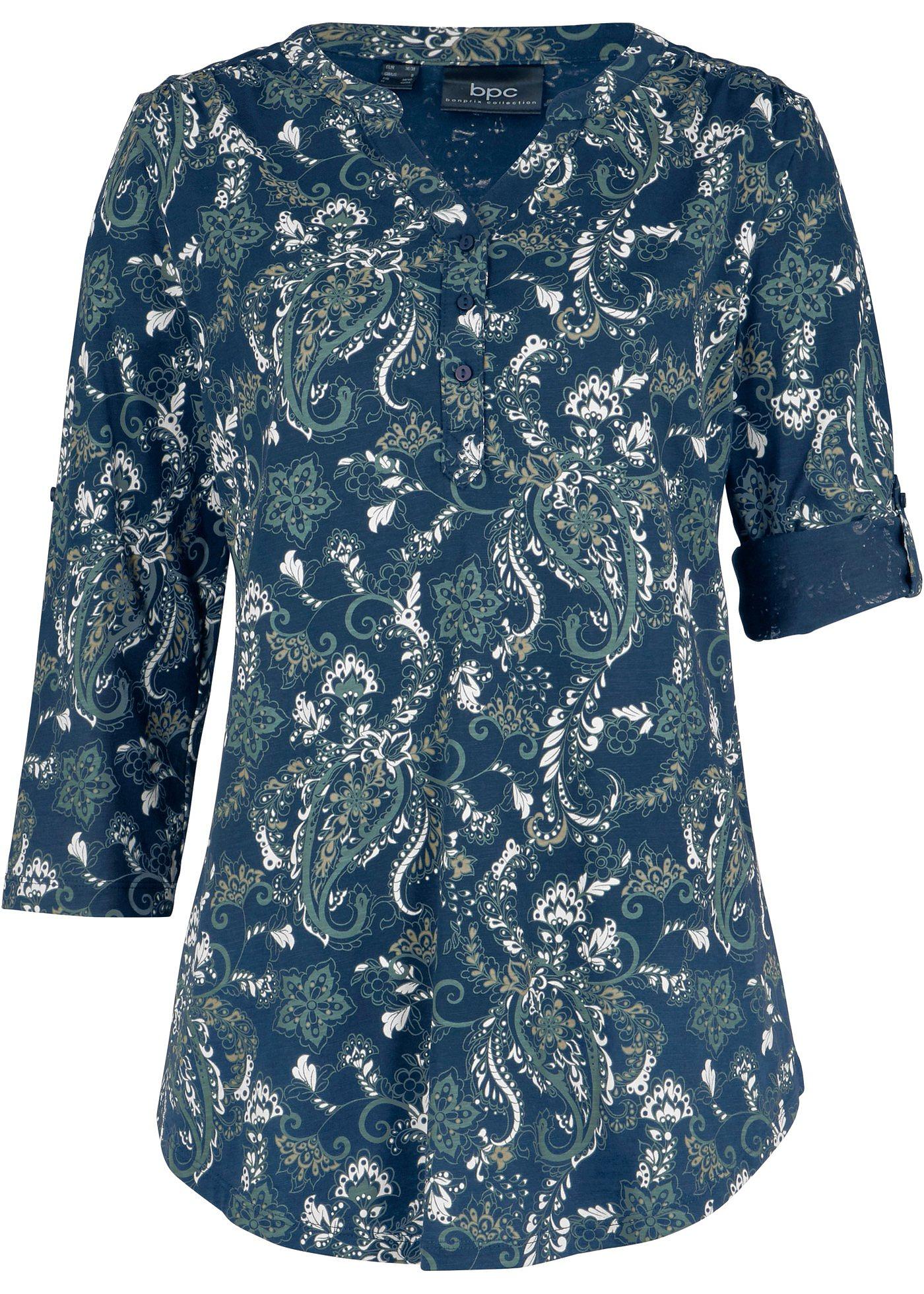 T-shirt-tunique coton manches 3/4