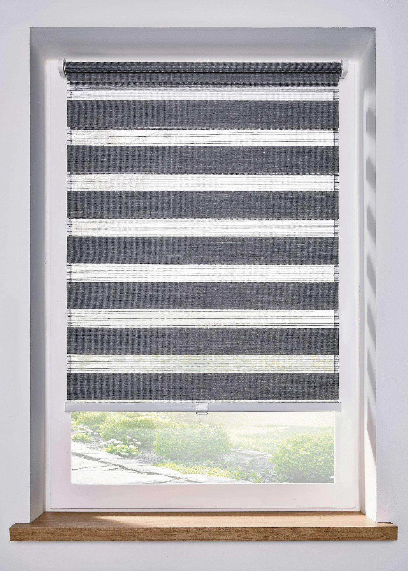 Store enrouleur double sans cordon effet lin