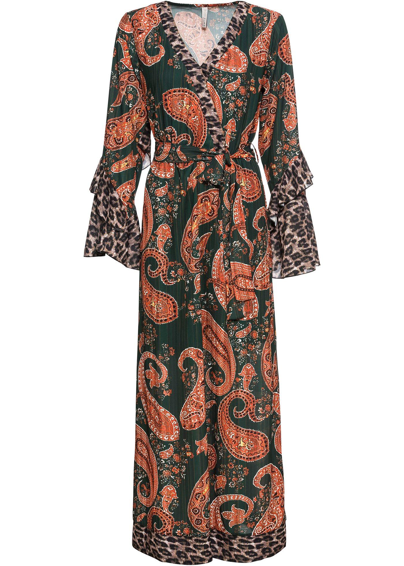 Robe longue en chiffon à manches ruchées