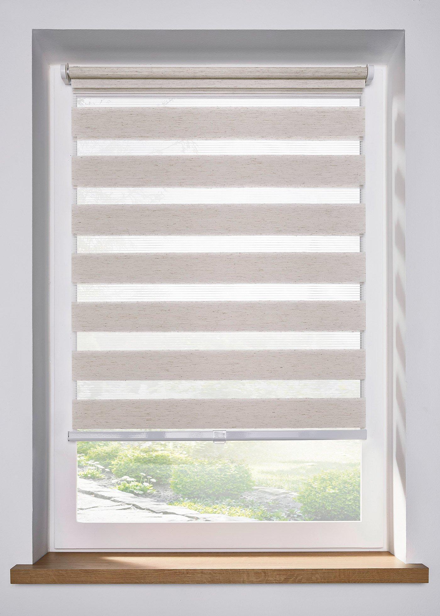 Store enrouleur double sans cordon effet lin