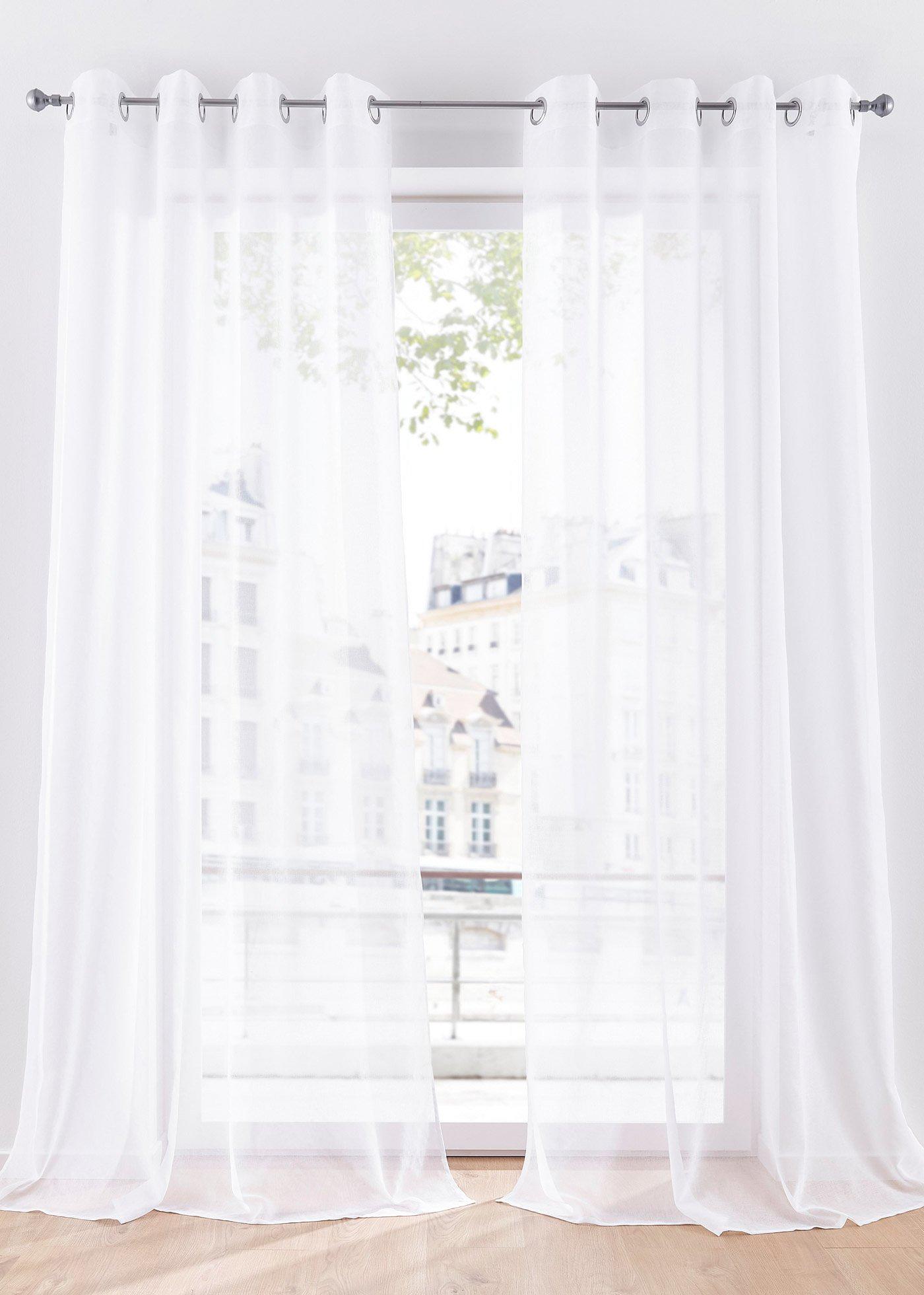 Voilage transparent structuré uni (1 pce.)