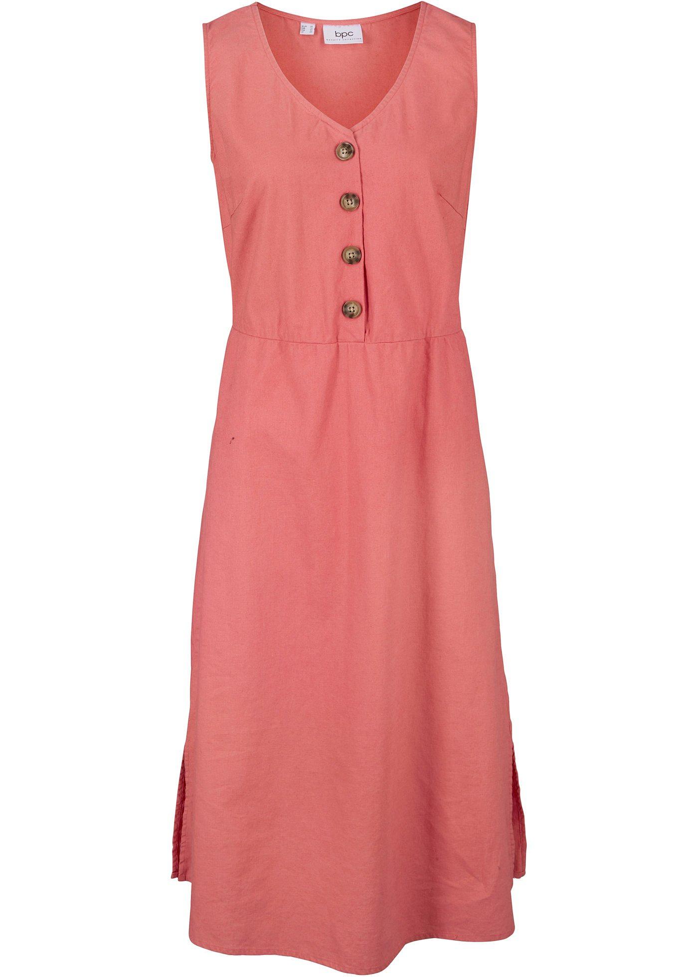 Robe midi en lin à patte de boutonnage