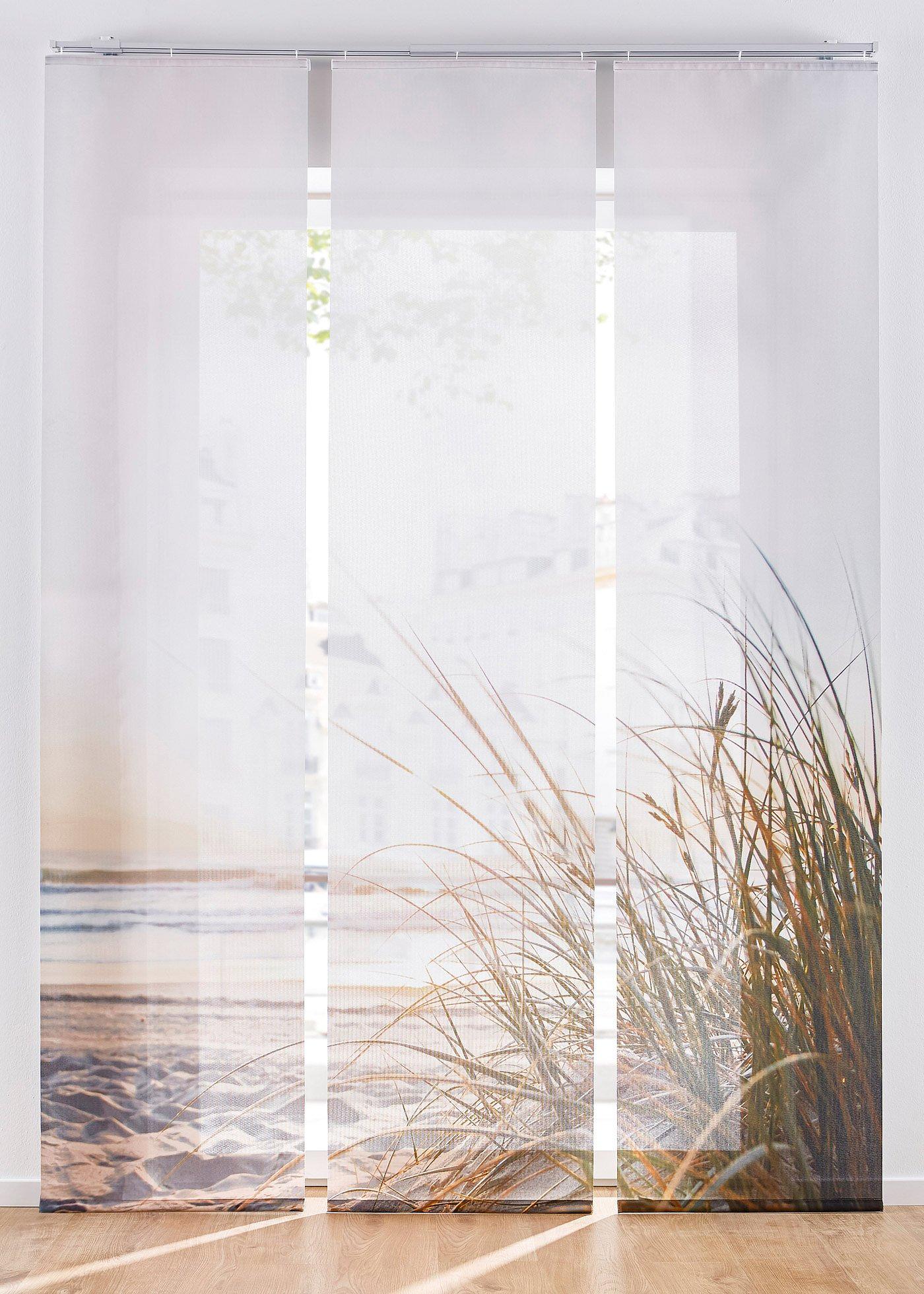 Panneau coulissant motif plage (Ens. 3 pces.)