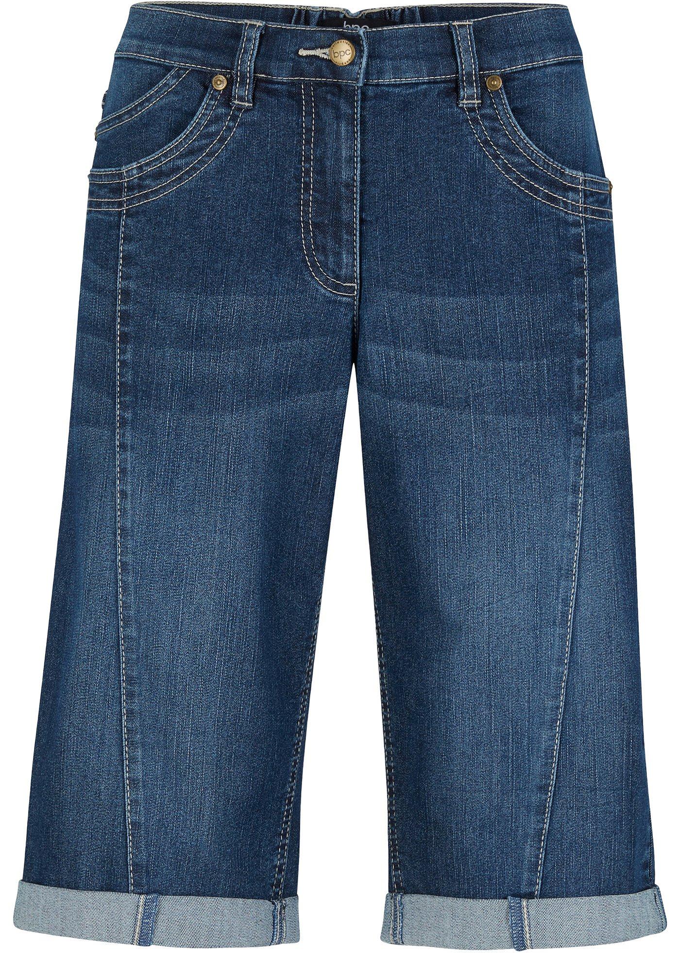 Jean à empiècement taille confortable, coupe bermuda