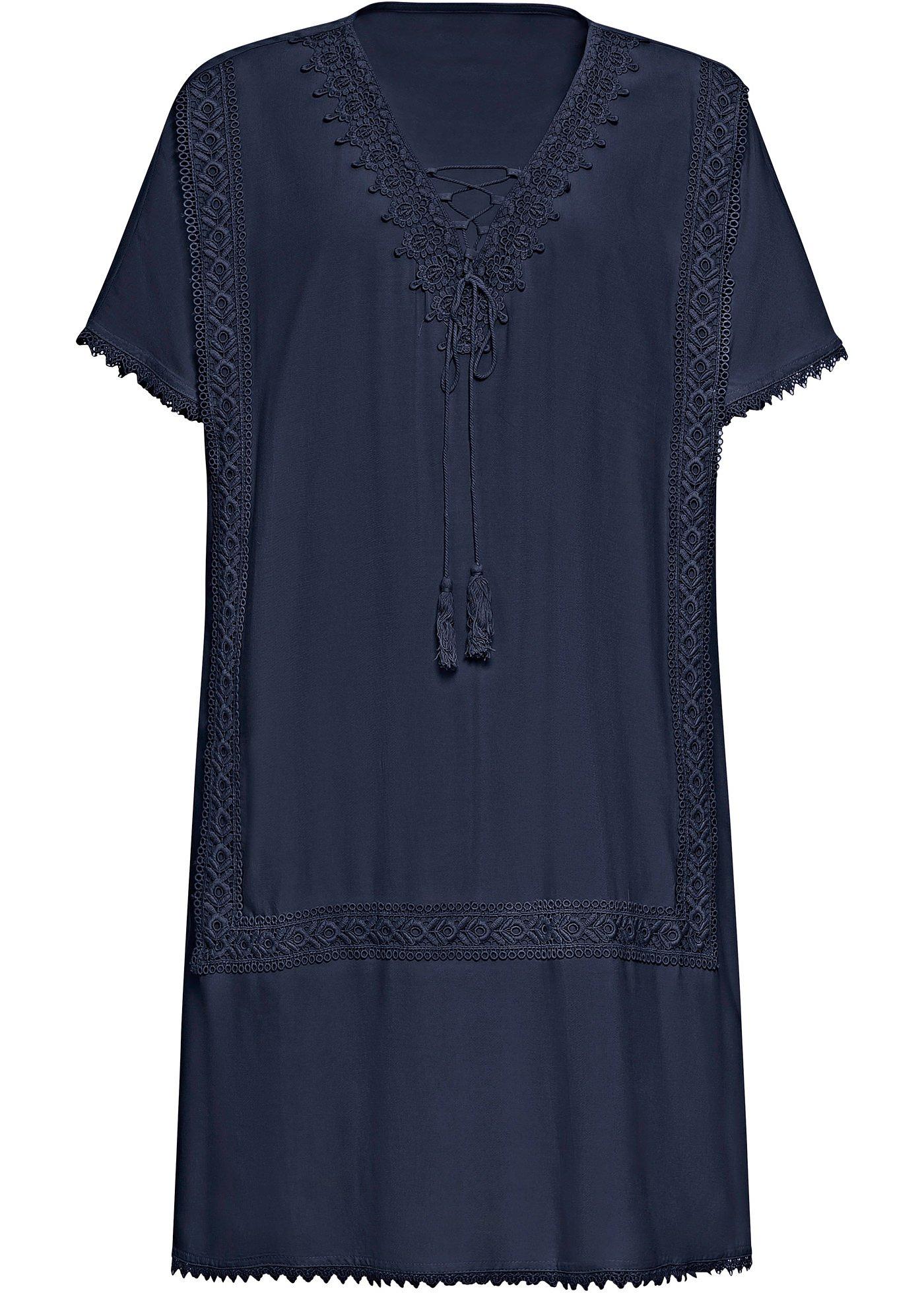 Robe-tunique avec dentelle et lien à nouer