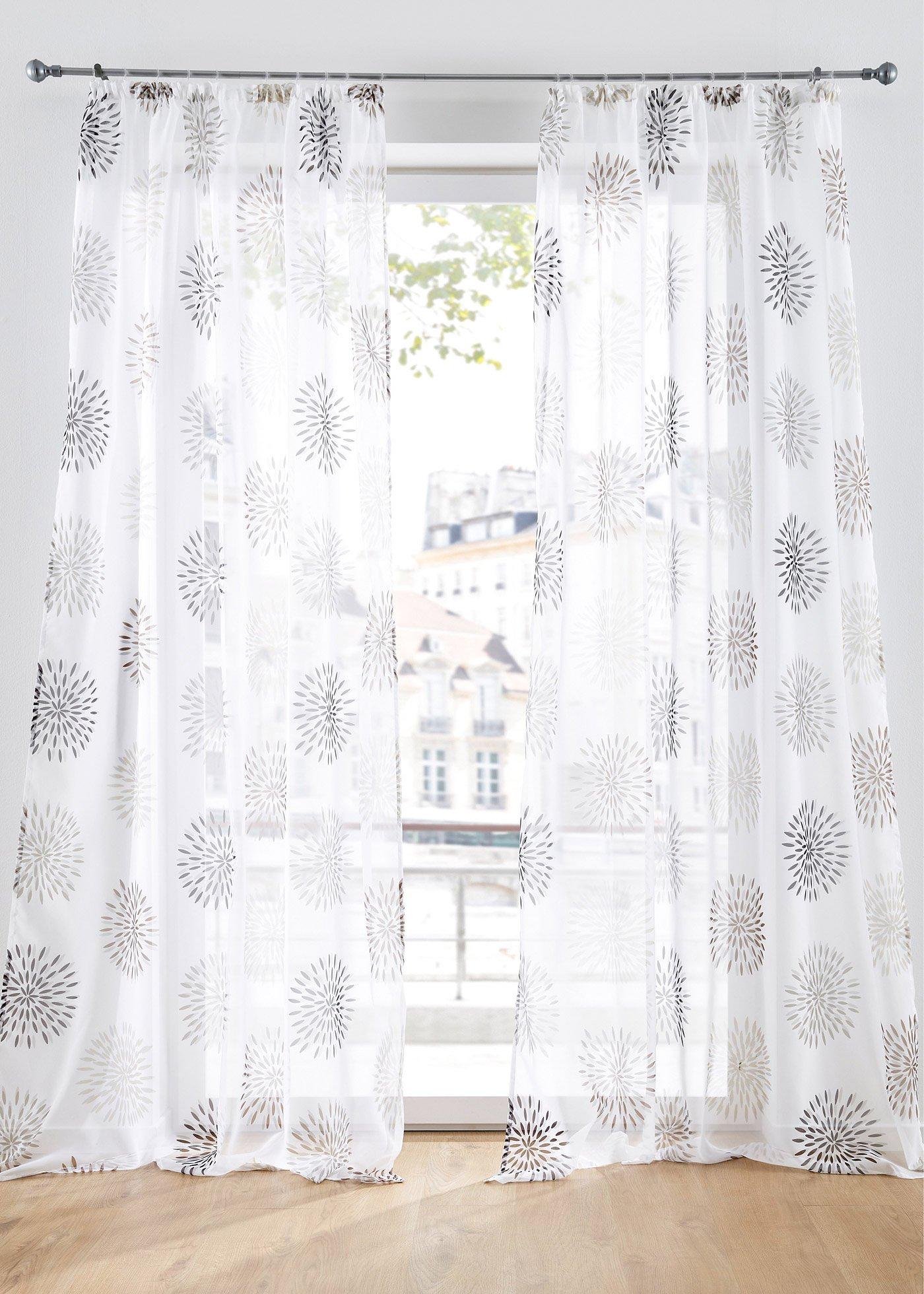 Voilage transparent à imprimé cercles (1 pce.)