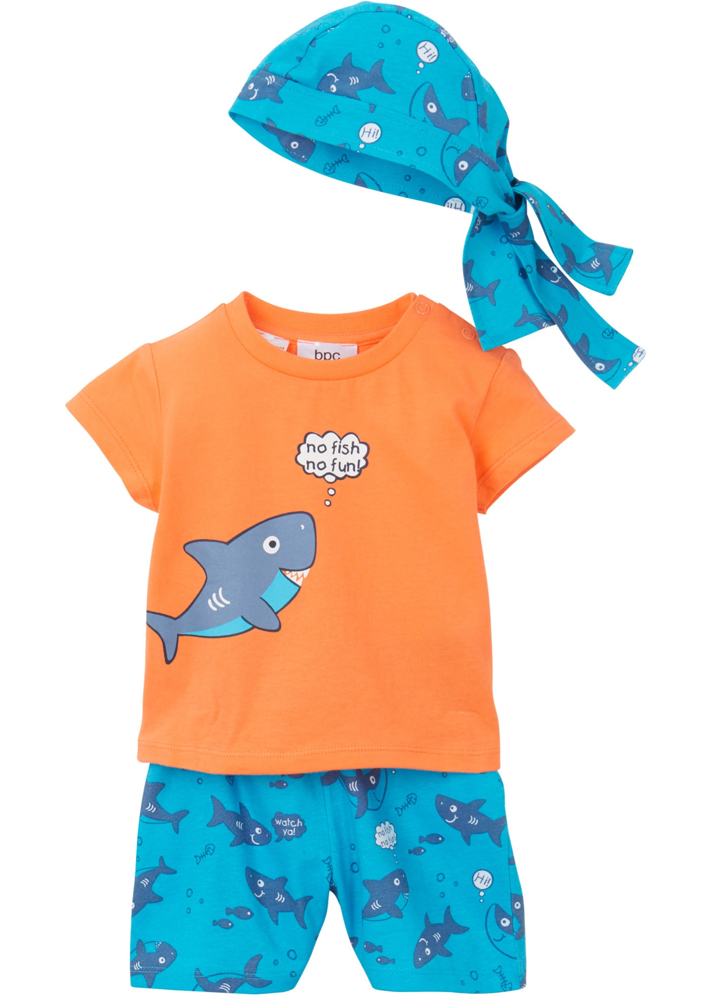 Image de T-shirt, bermuda, bandana pour bébé (Ens. 3 pces.) coton