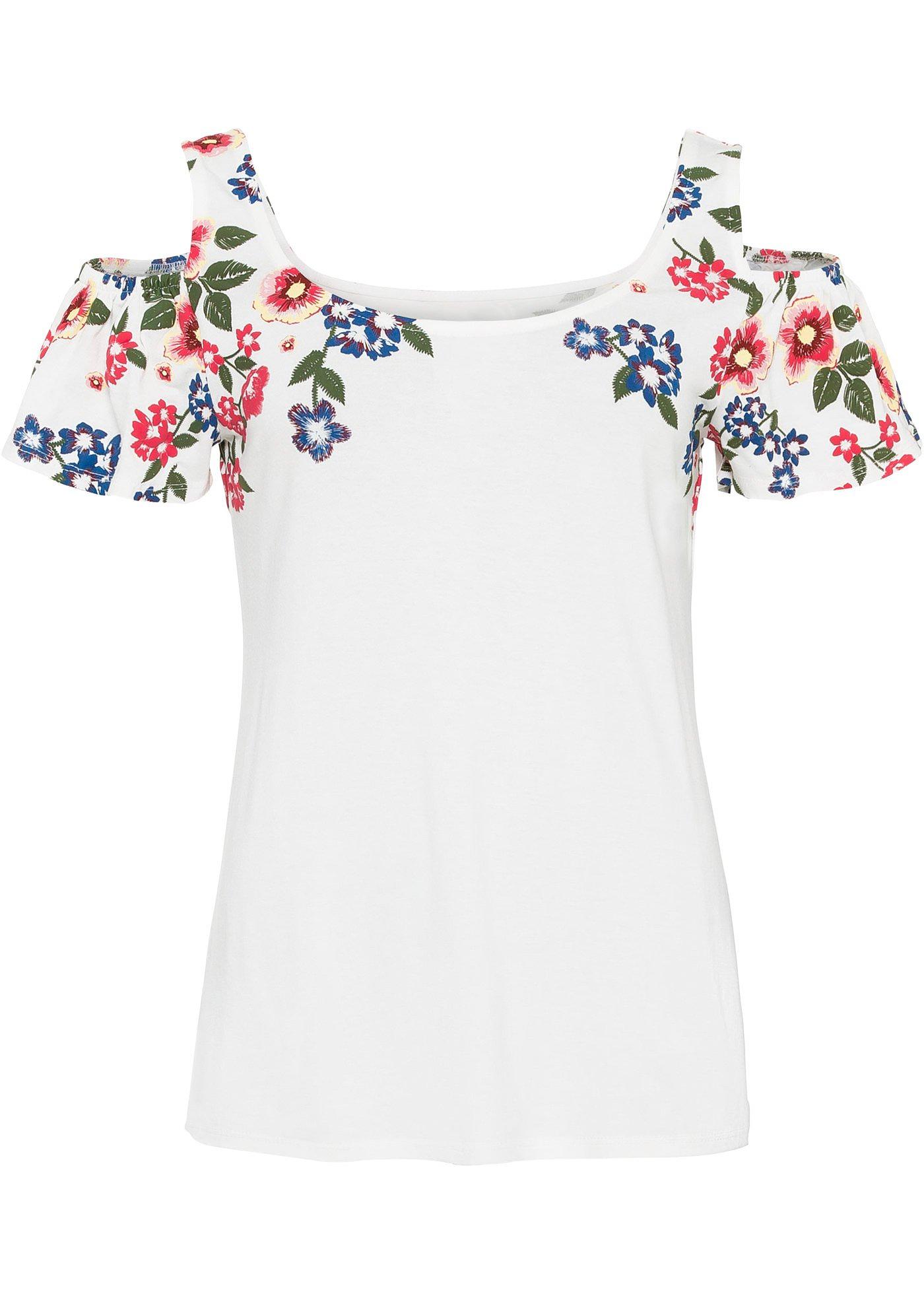 T-shirt à épaules dénudées imprimé