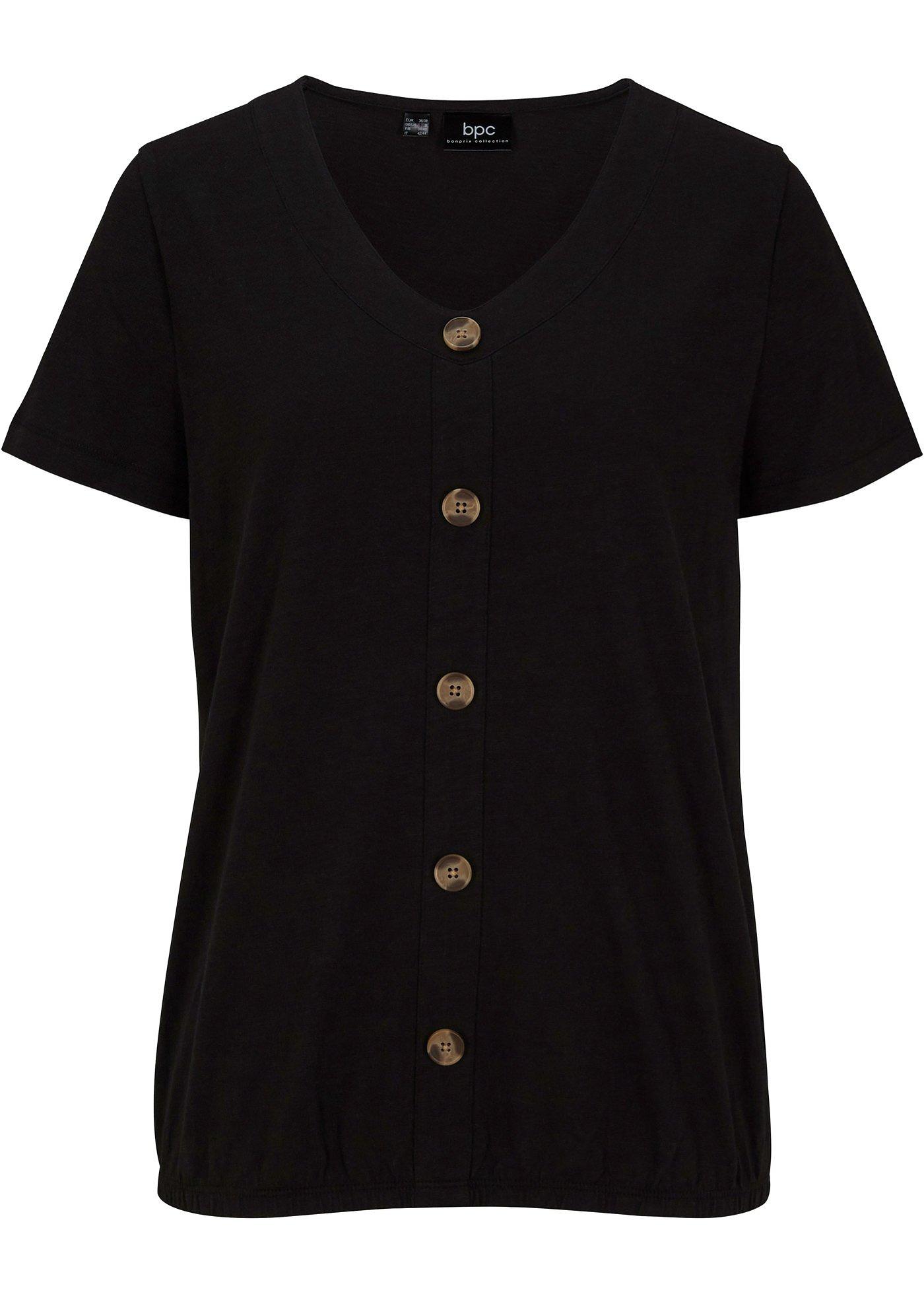 T-shirt avec patte de boutonnage et base élastiquée