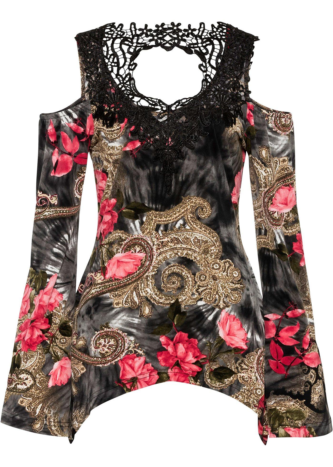 T-shirt épaules dénudées à dentelle