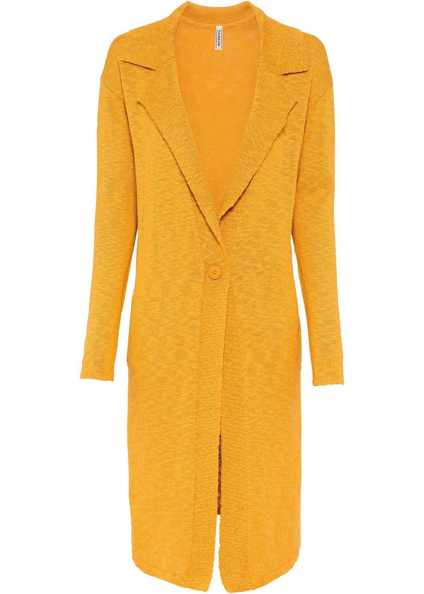 Gilet long en maille avec bouton