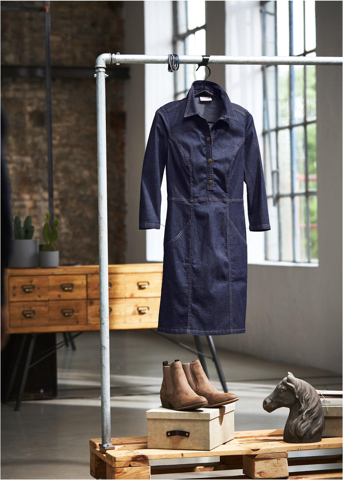 Robe en jean, manches 3/4