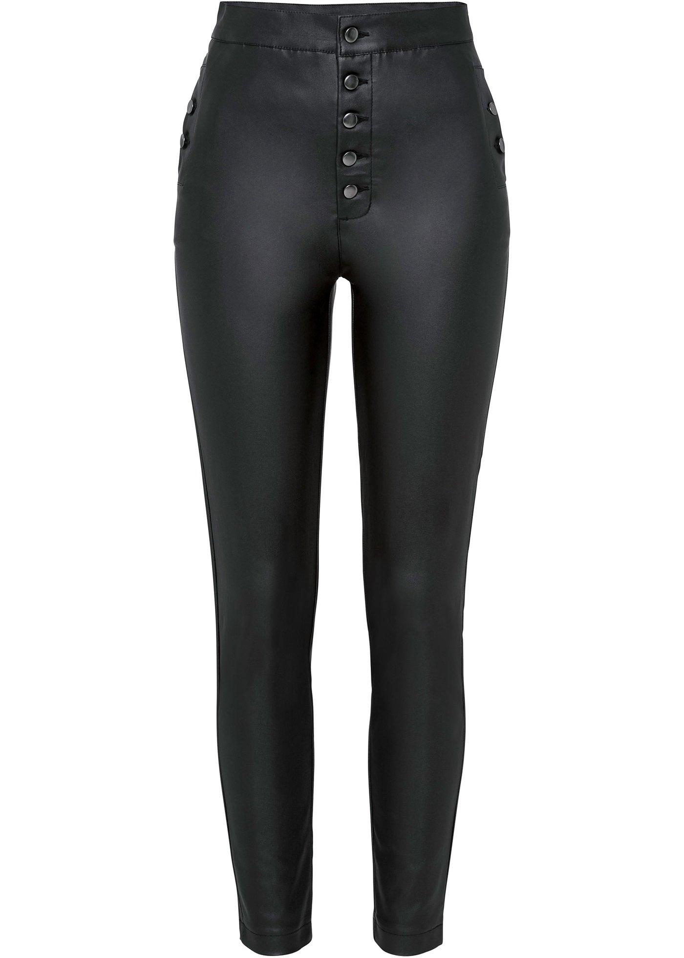 Pantalon synthétique imitation cuir taille haute