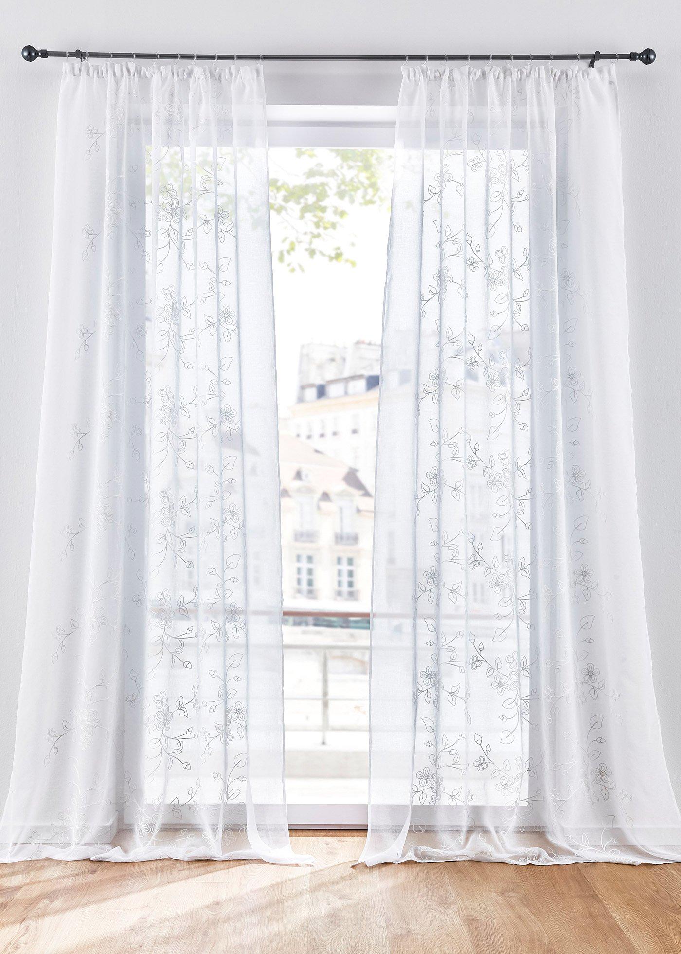 Voilage à broderie florale (1 pce.)