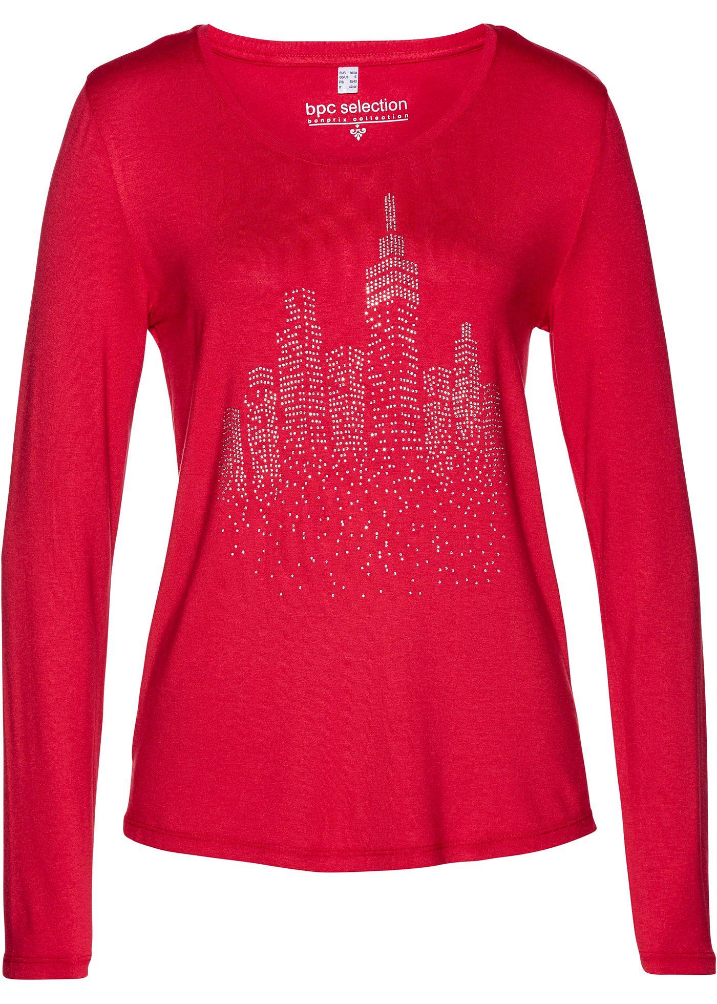 T-shirt manches longues avec pierres brillantes