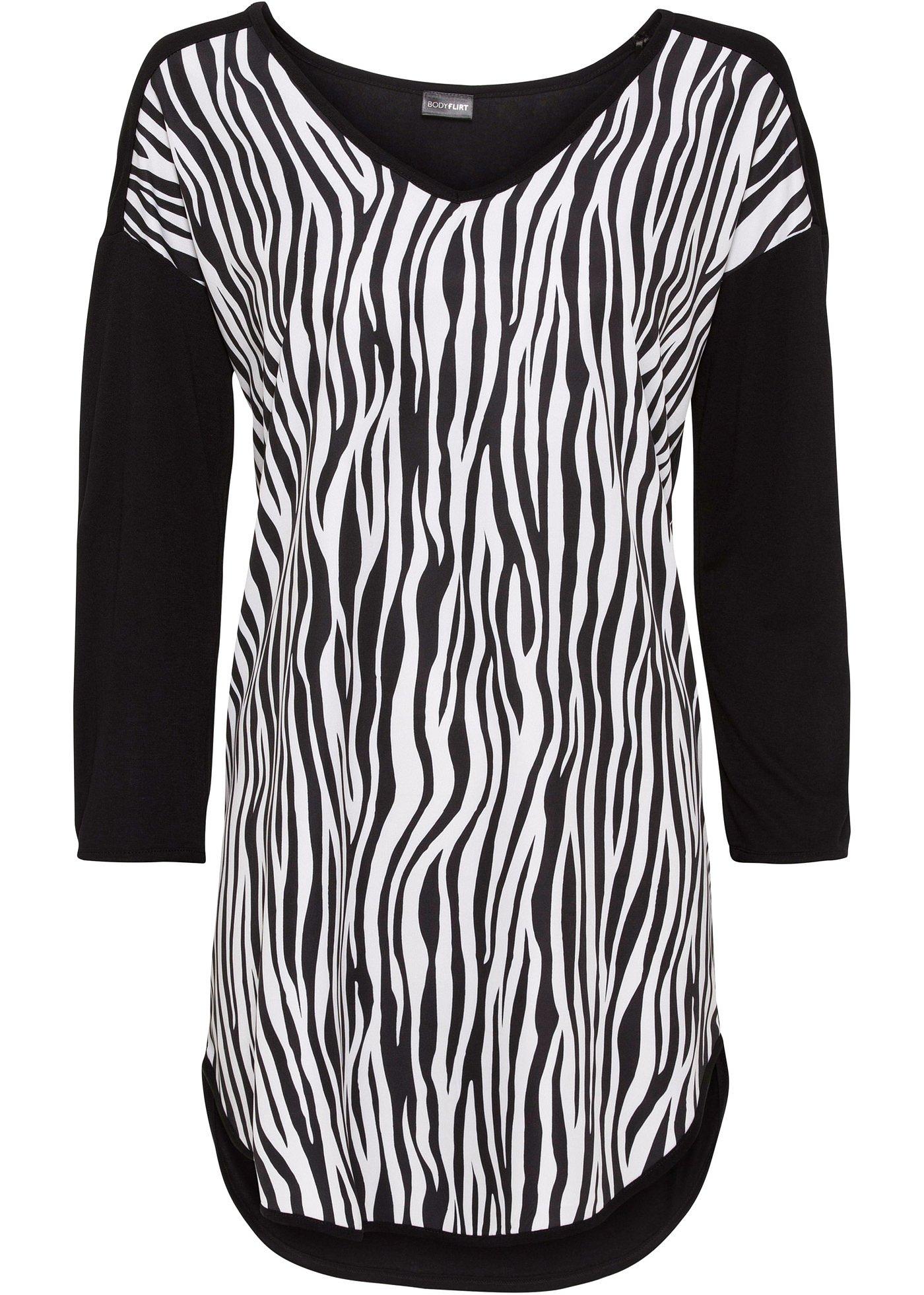 T-shirt long en mélange de matières