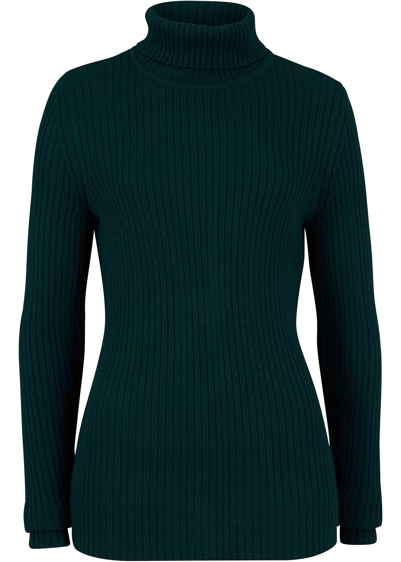 Pull à col roulé en maille côtelée