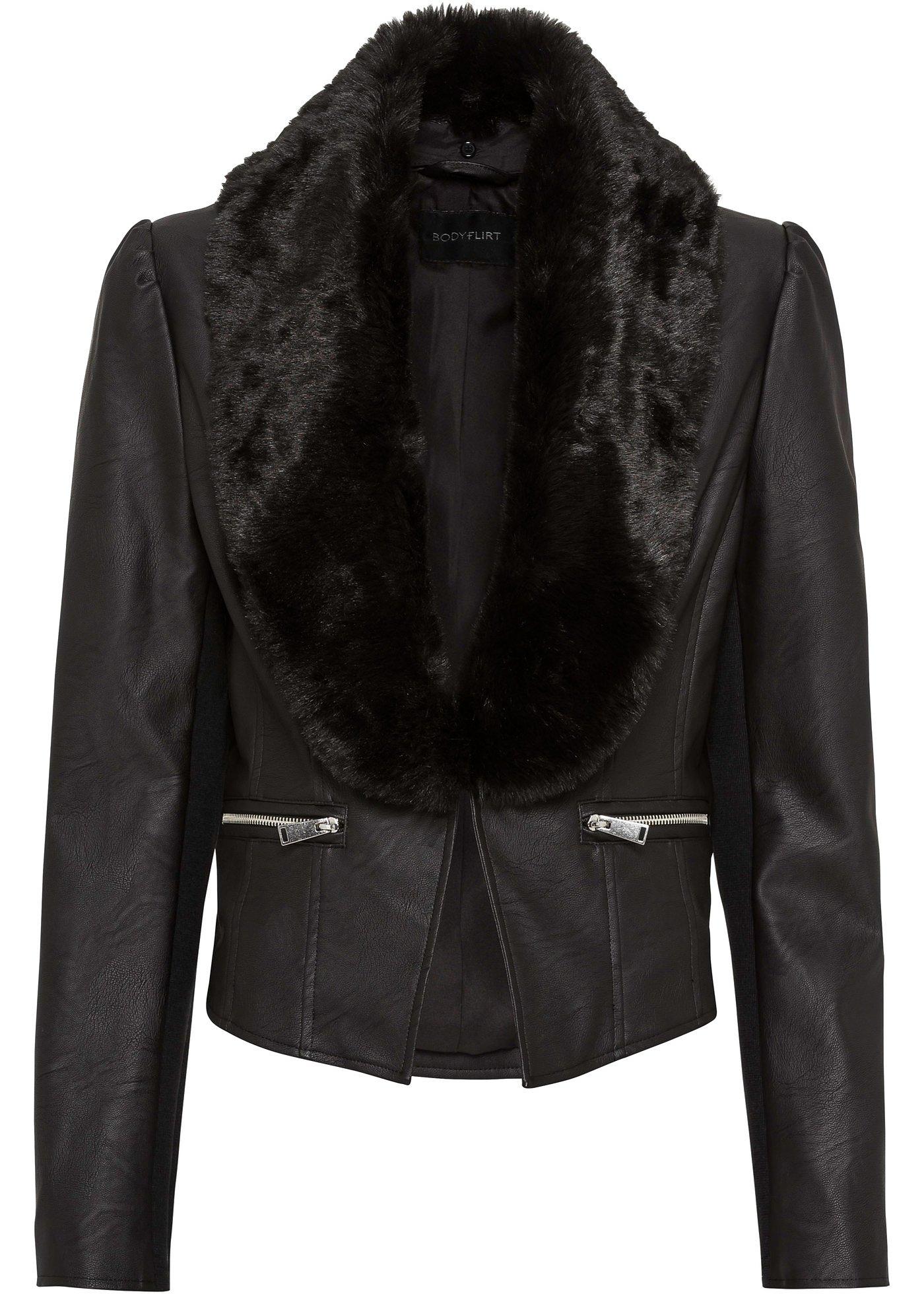 Veste en synthétique imitation cuir avec col en fausse fourrure