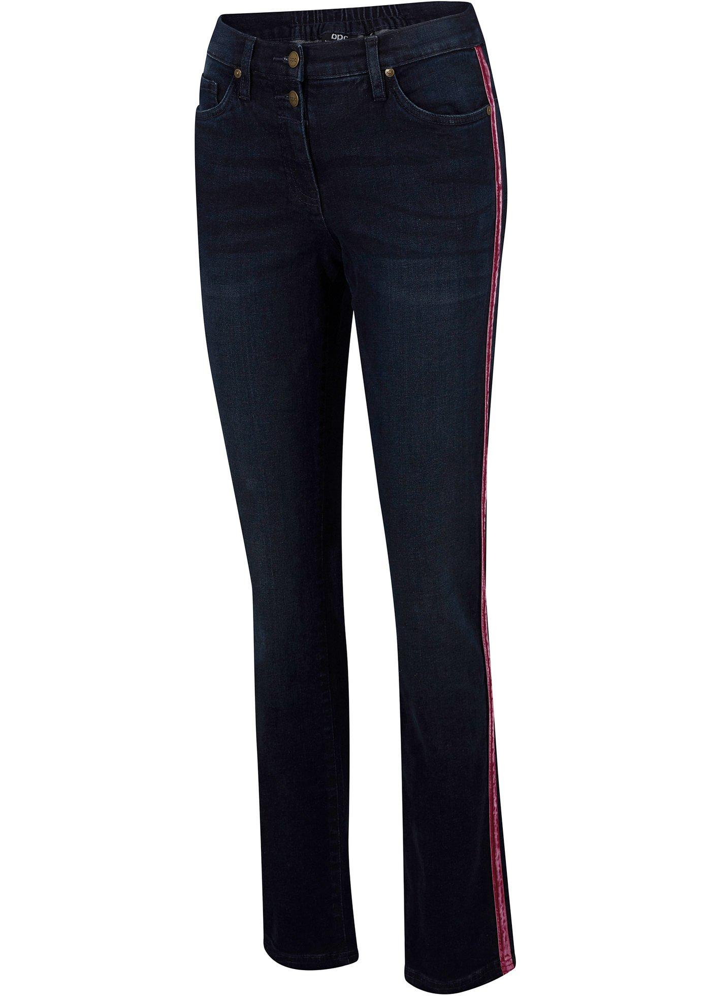 Jean extensible en coton à galon velours et taille confortable