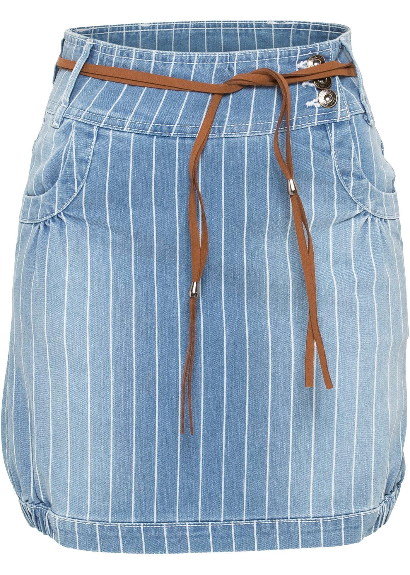 Jupe en jean rayée