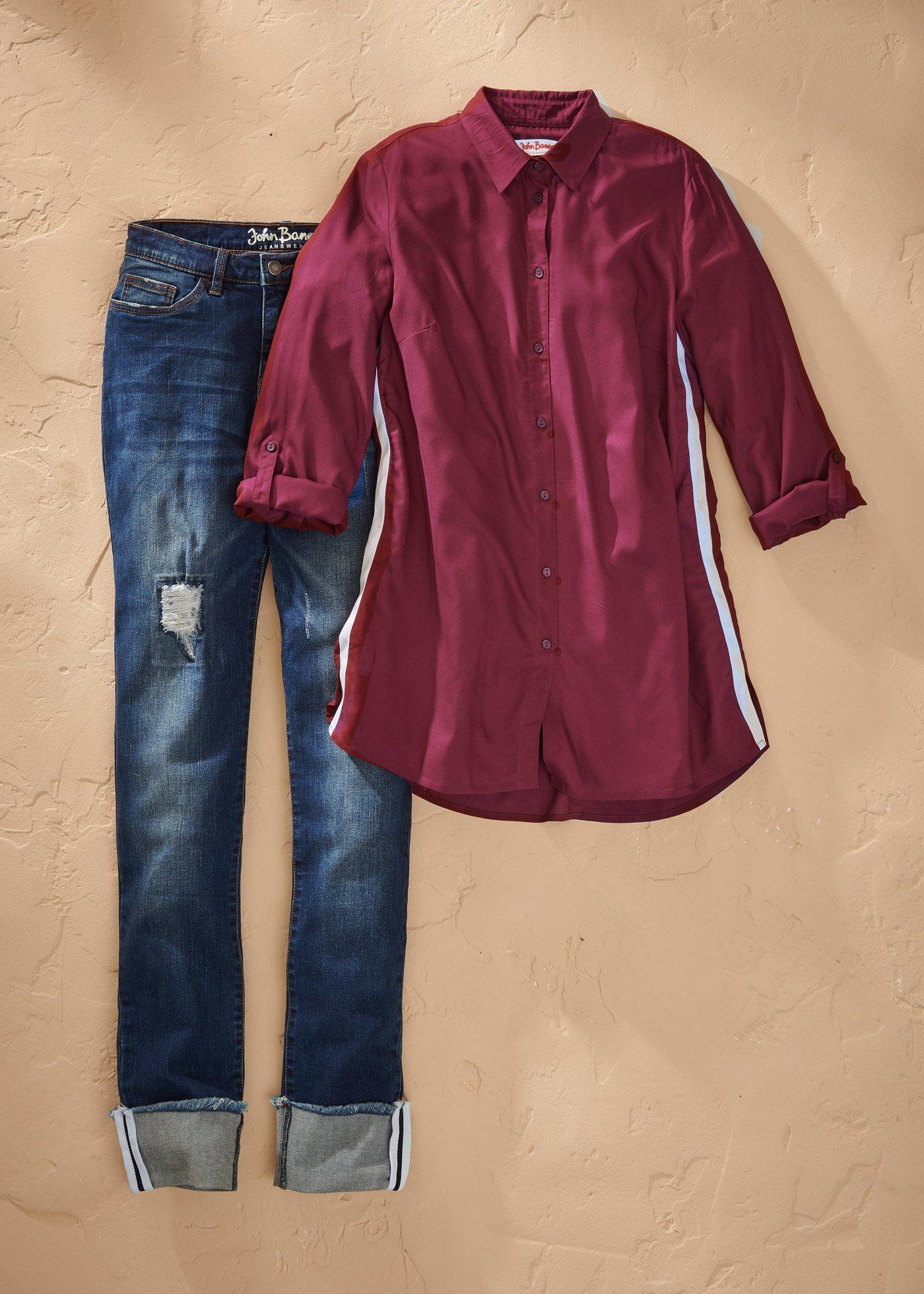 Chemisier long à galon rayure