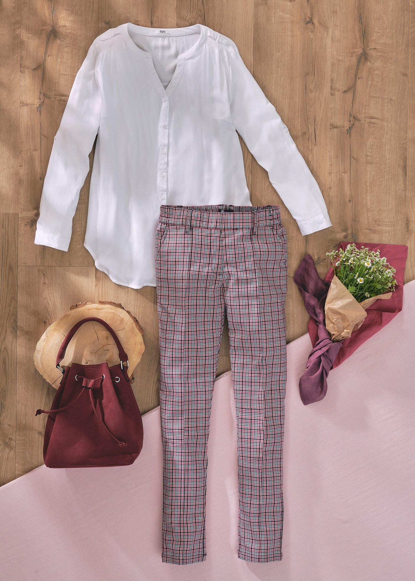 Tunique-blouse en viscose à col V, manches longues