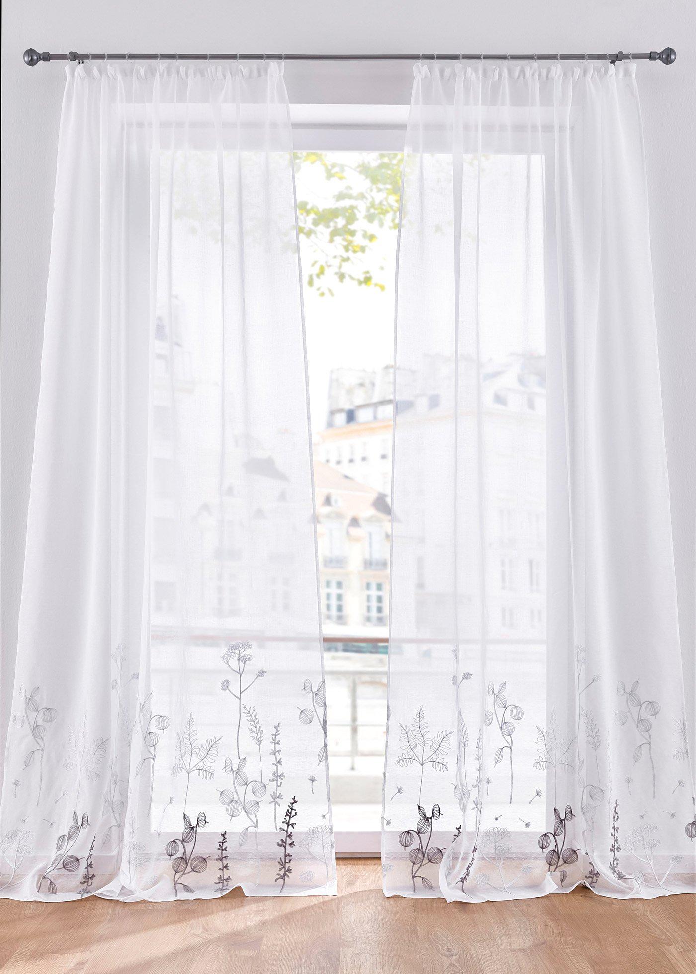 Voilage à broderie florale (1 pce.)