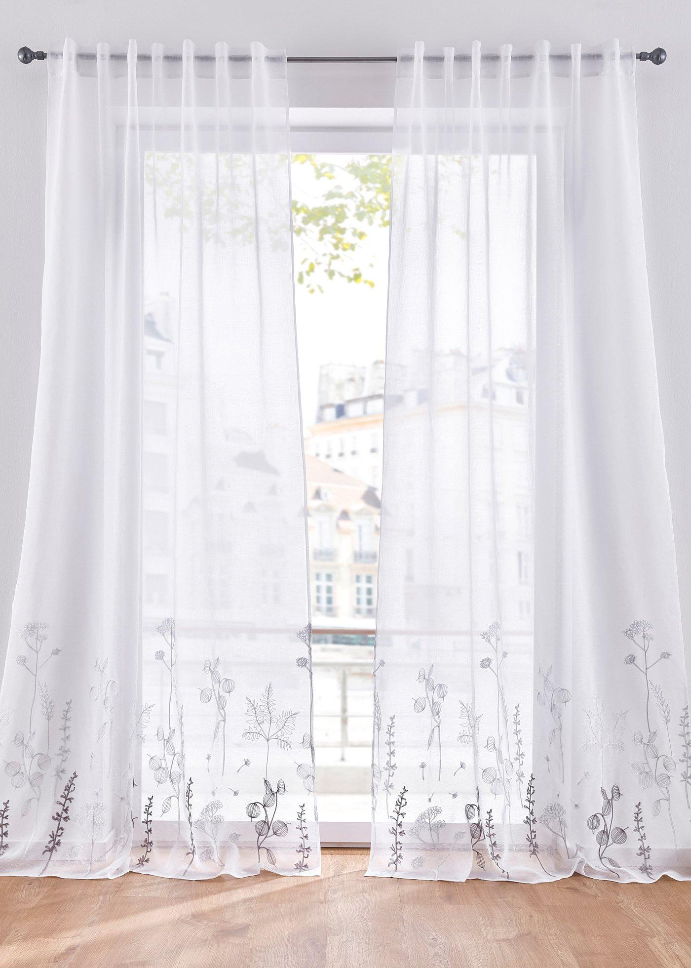 Voilage à broderie florale (1 pce.)