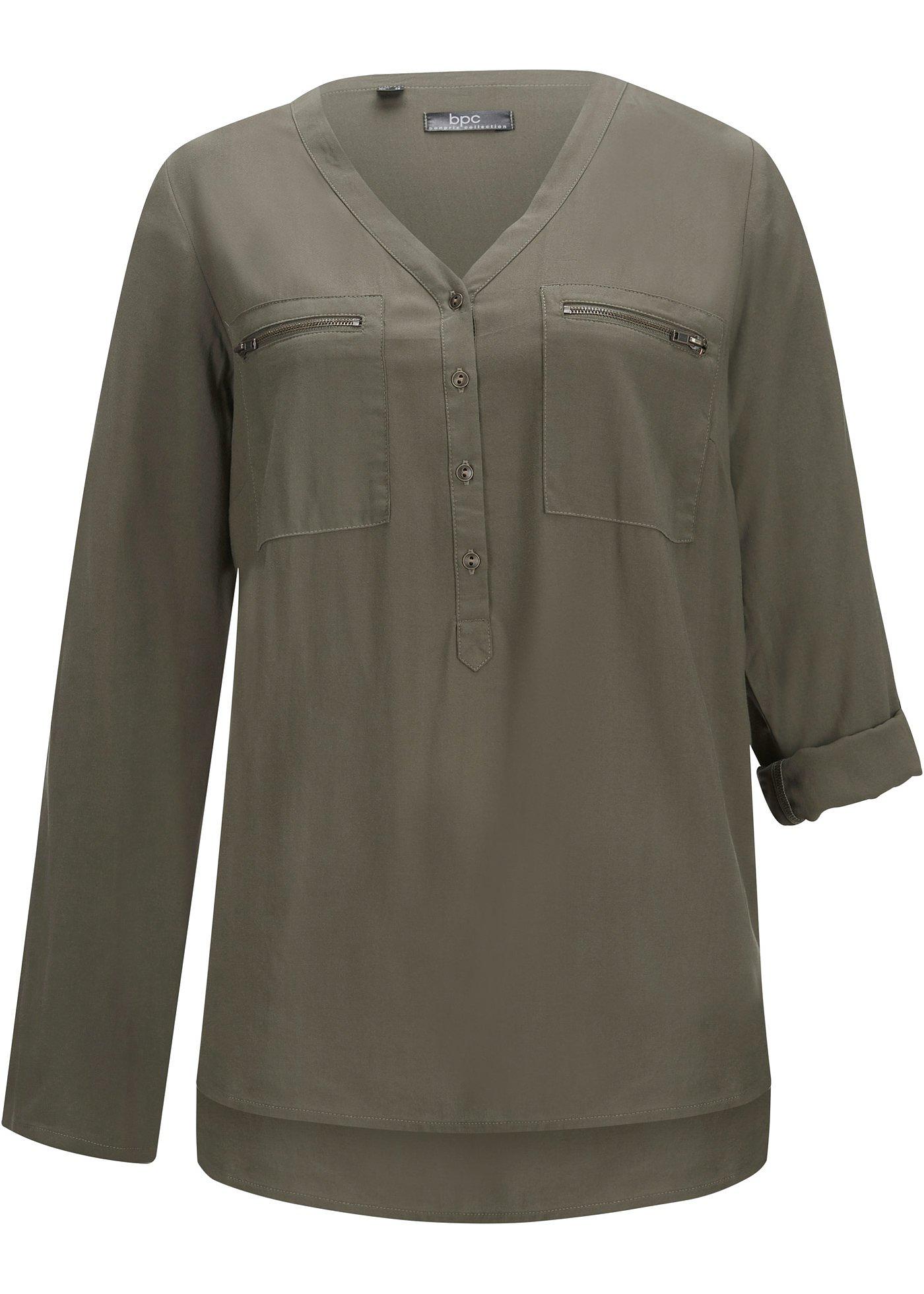 Blouse en viscose col V, manches longues