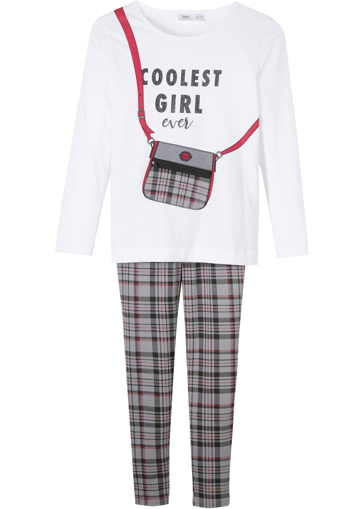 T-shirt manches longues et legging fille (Ens. 2 pces.) coton bio