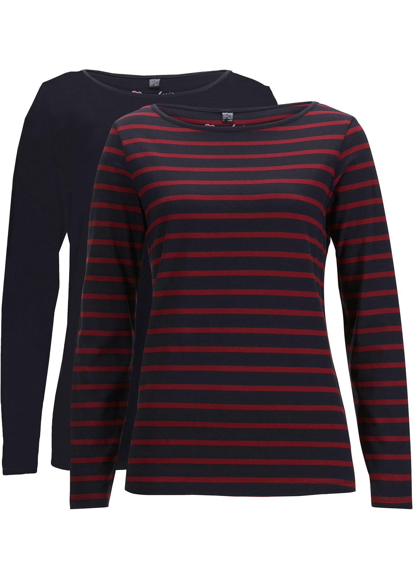 Lot de 2 T-shirts manches longues à encolure bateau