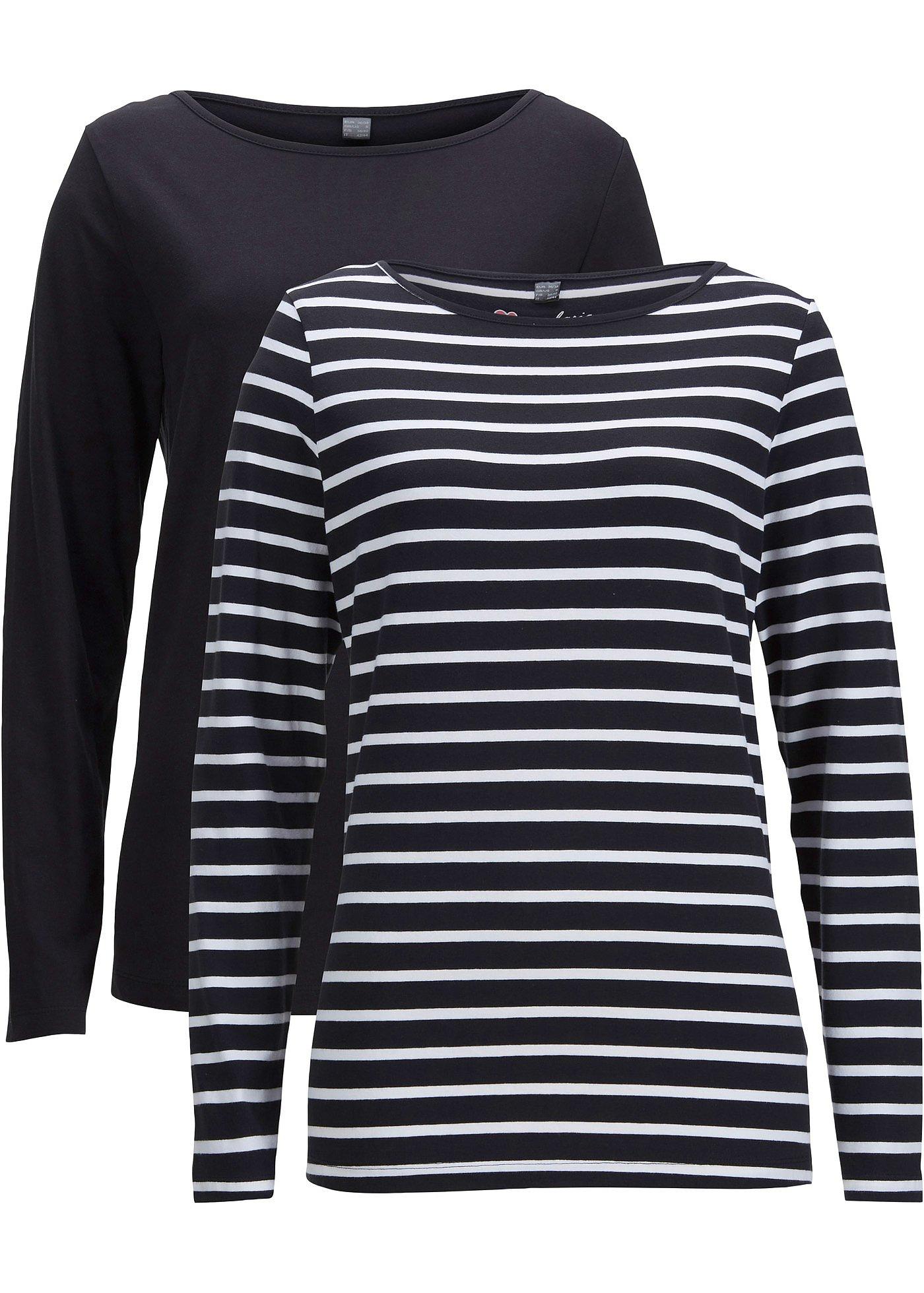 Lot de 2 T-shirts manches longues à encolure bateau