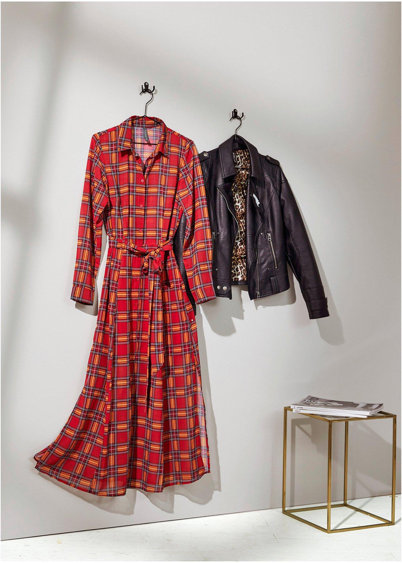 Robe en voile de chiffon à carreaux