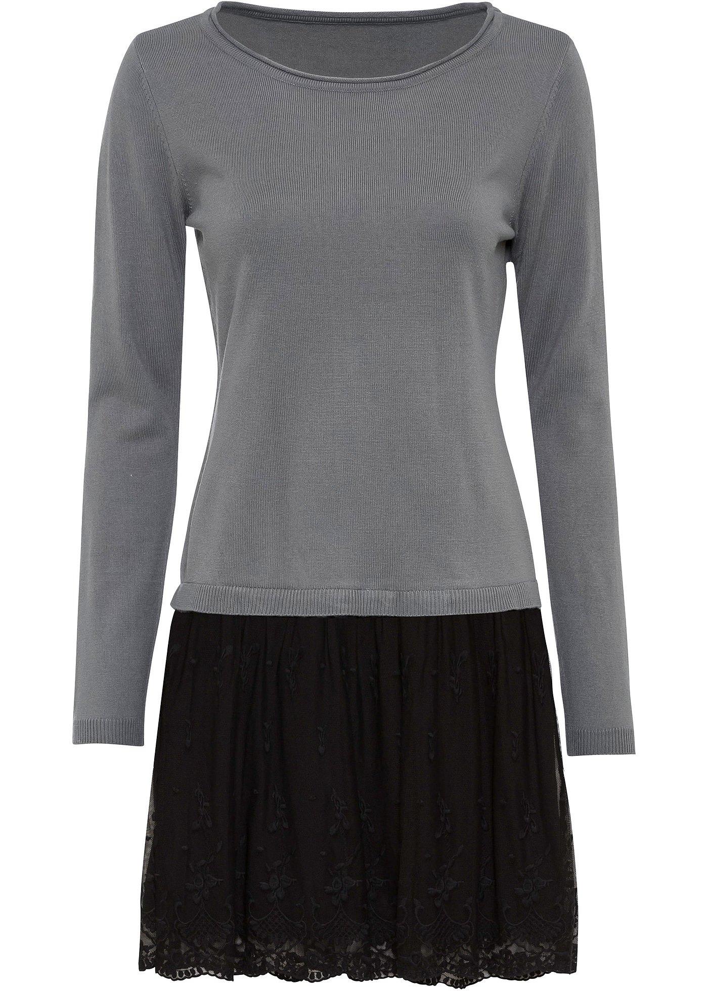 Robe en maille avec jupe dentelle