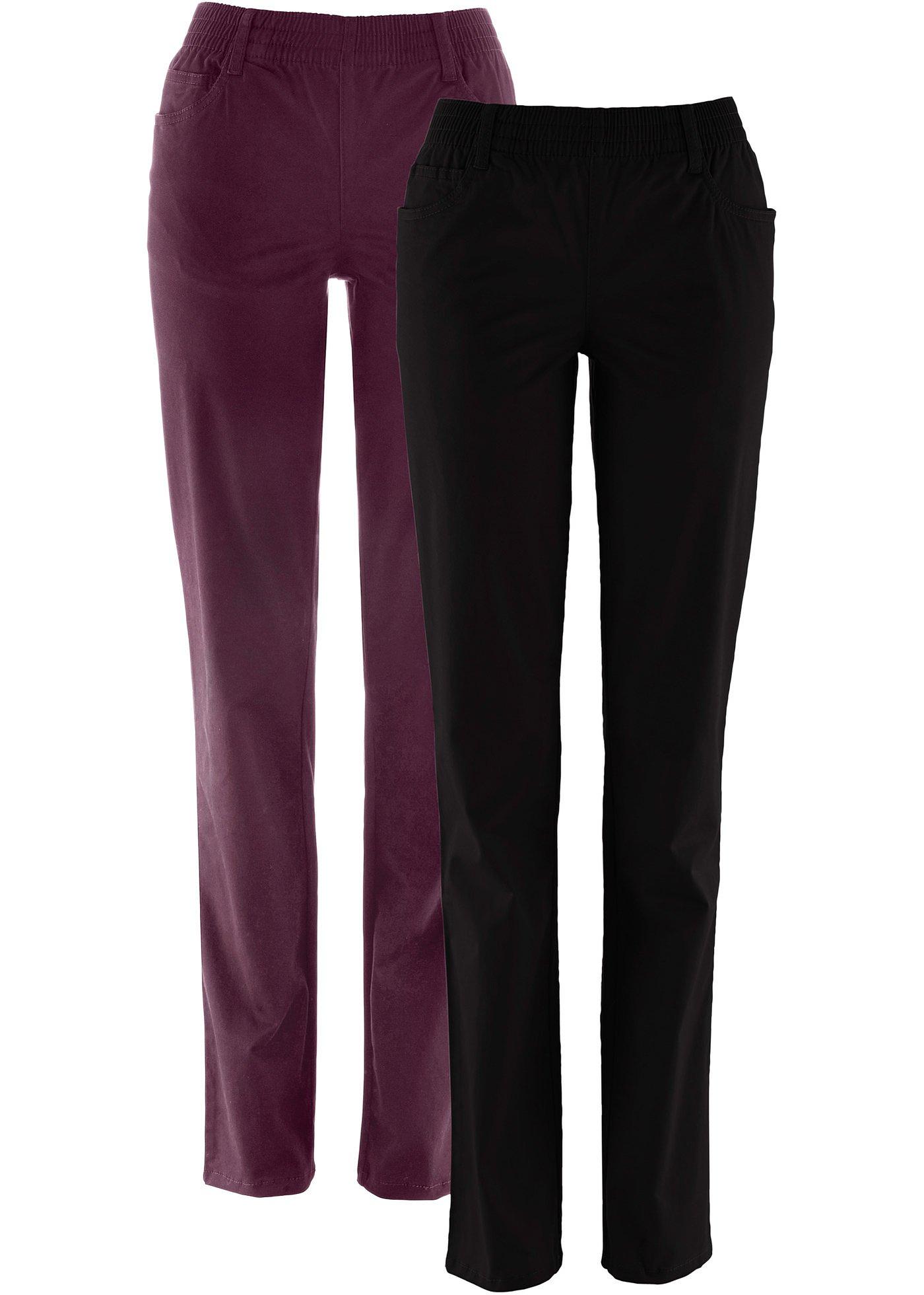 Lot de 2 pantalons extensibles à taille confortable, Straight