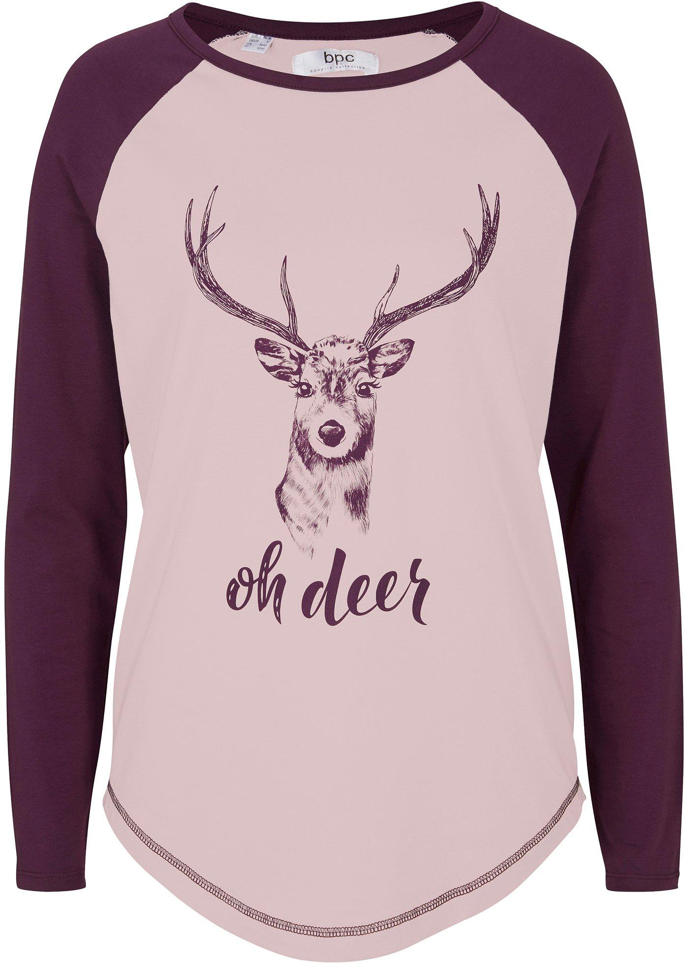 T-shirt manches longues raglan en coton à motif animalier