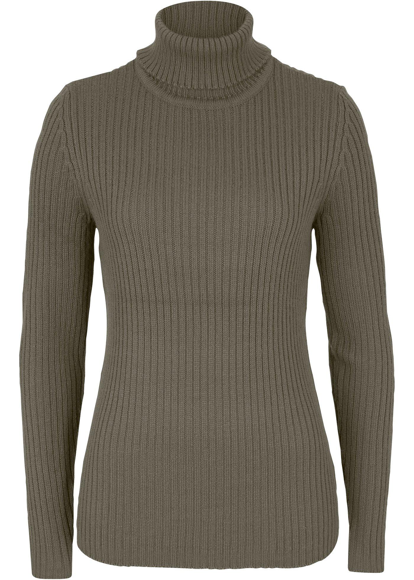 Pull à col roulé en maille côtelée