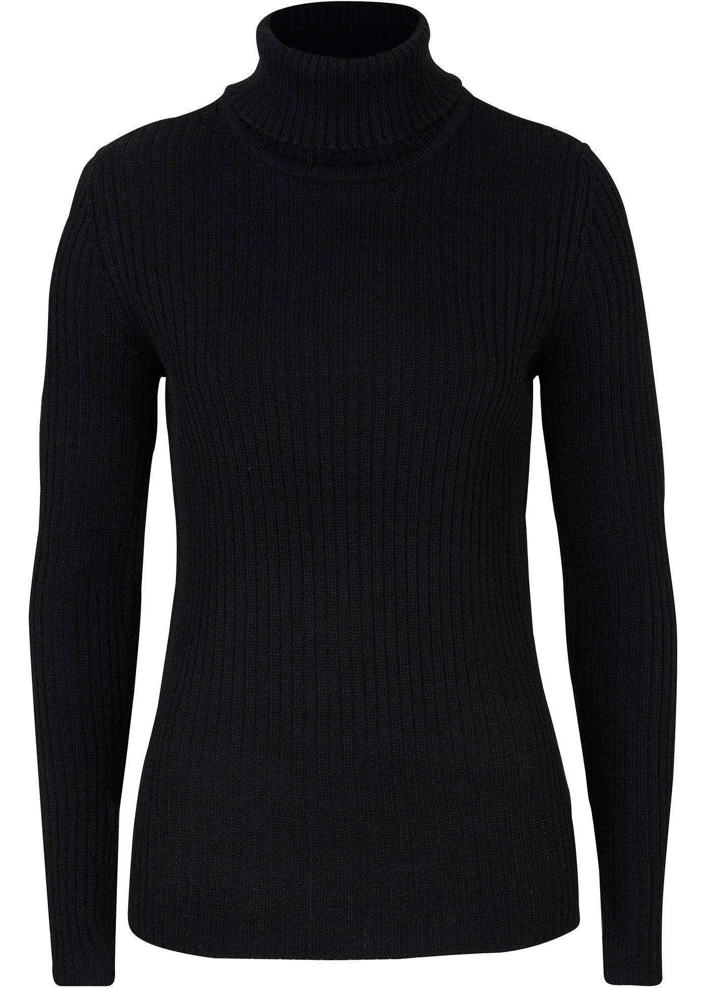 Pull à col roulé en maille côtelée