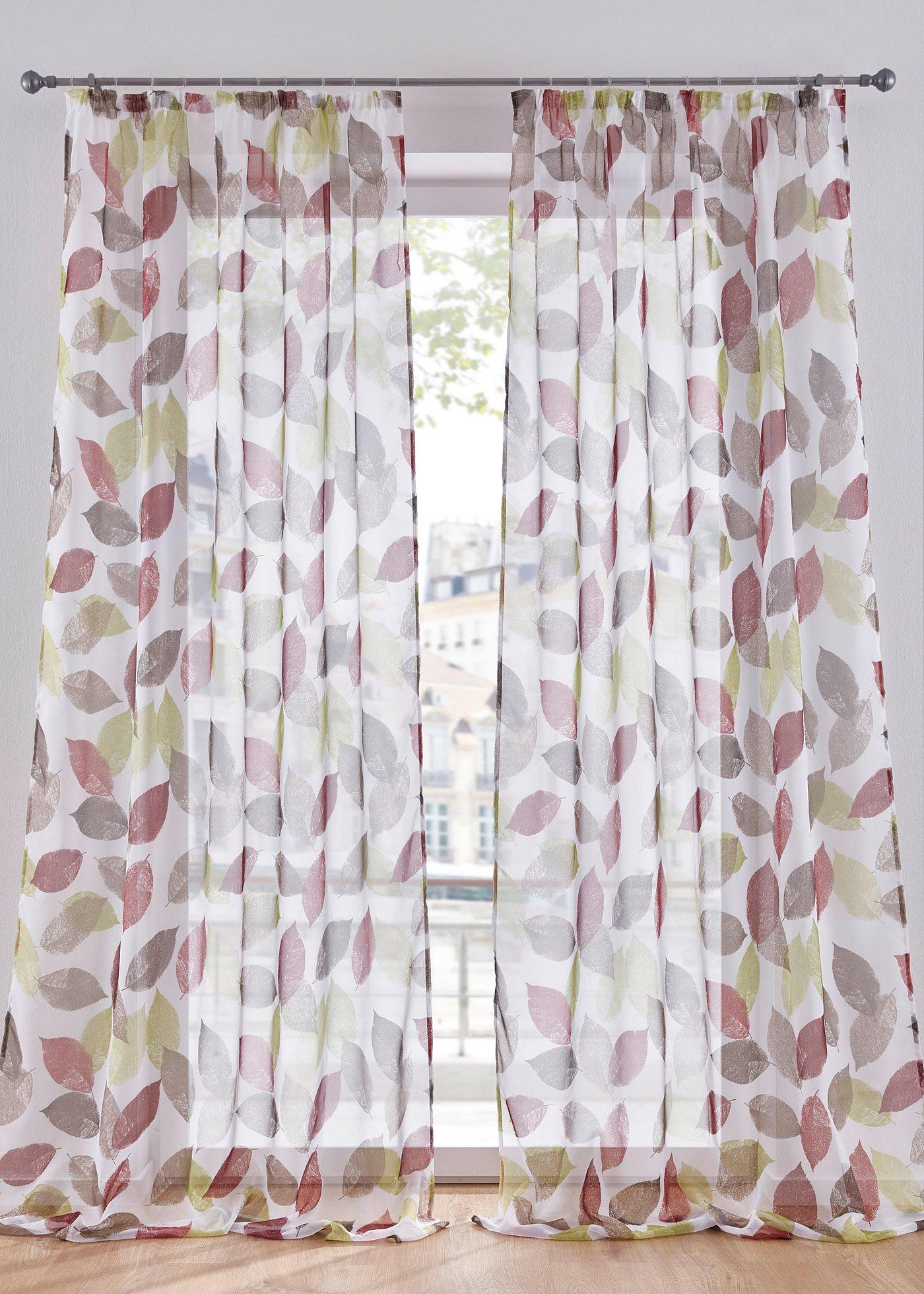 Voilage transparent à imprimé végétal (1 pce.)