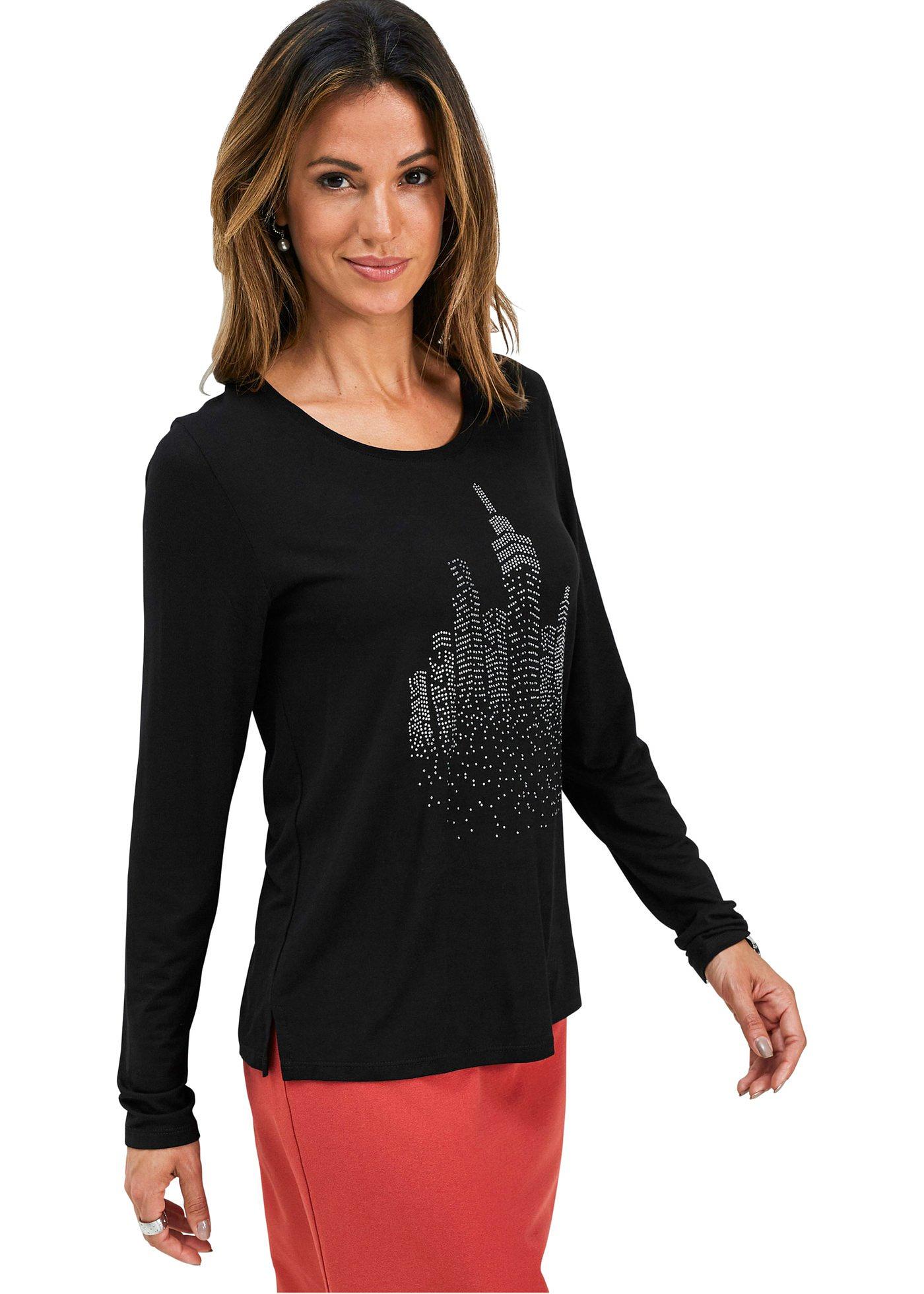 T-shirt manches longues avec pierres brillantes