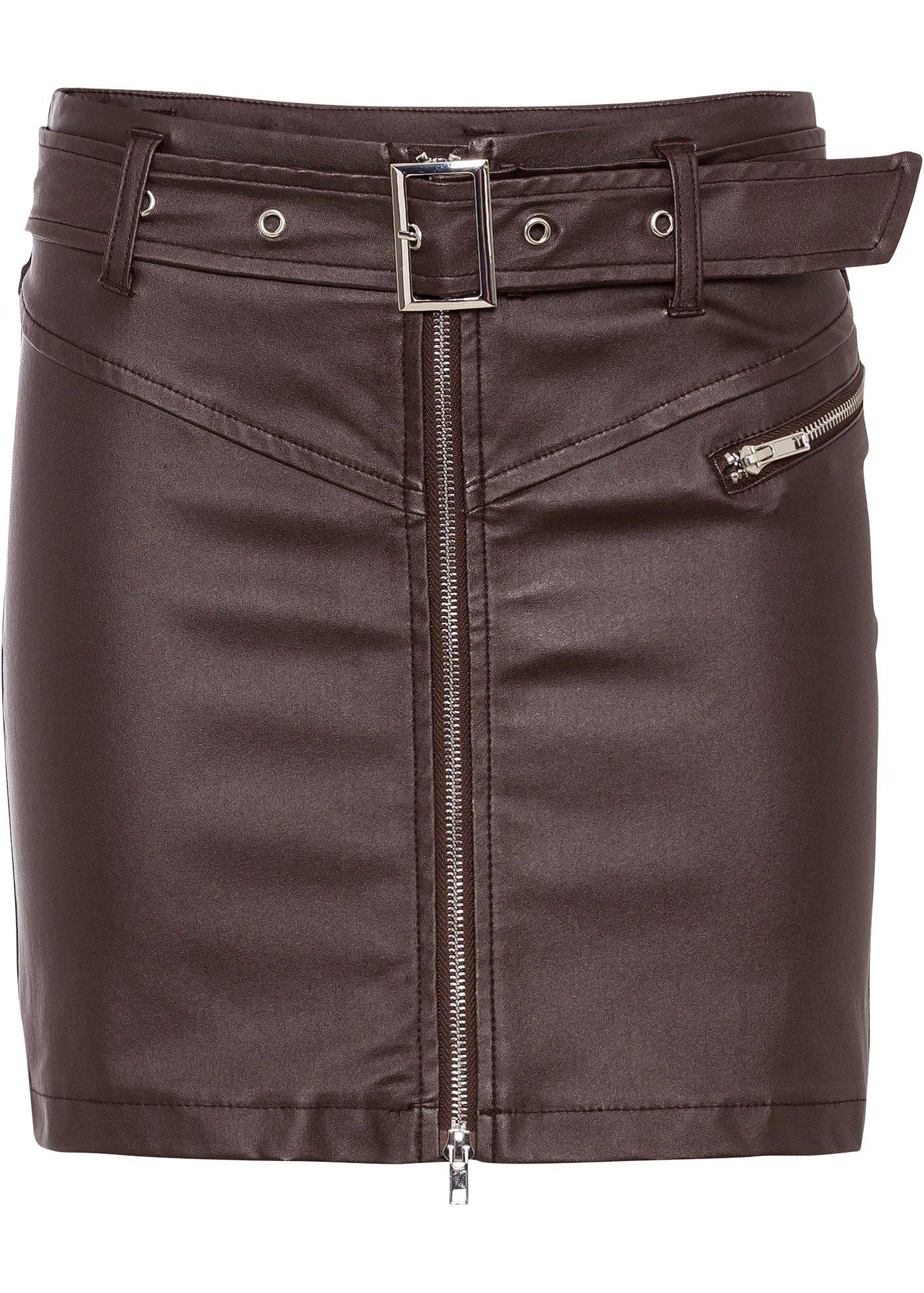 Jupe synthétique imitation cuir avec zip