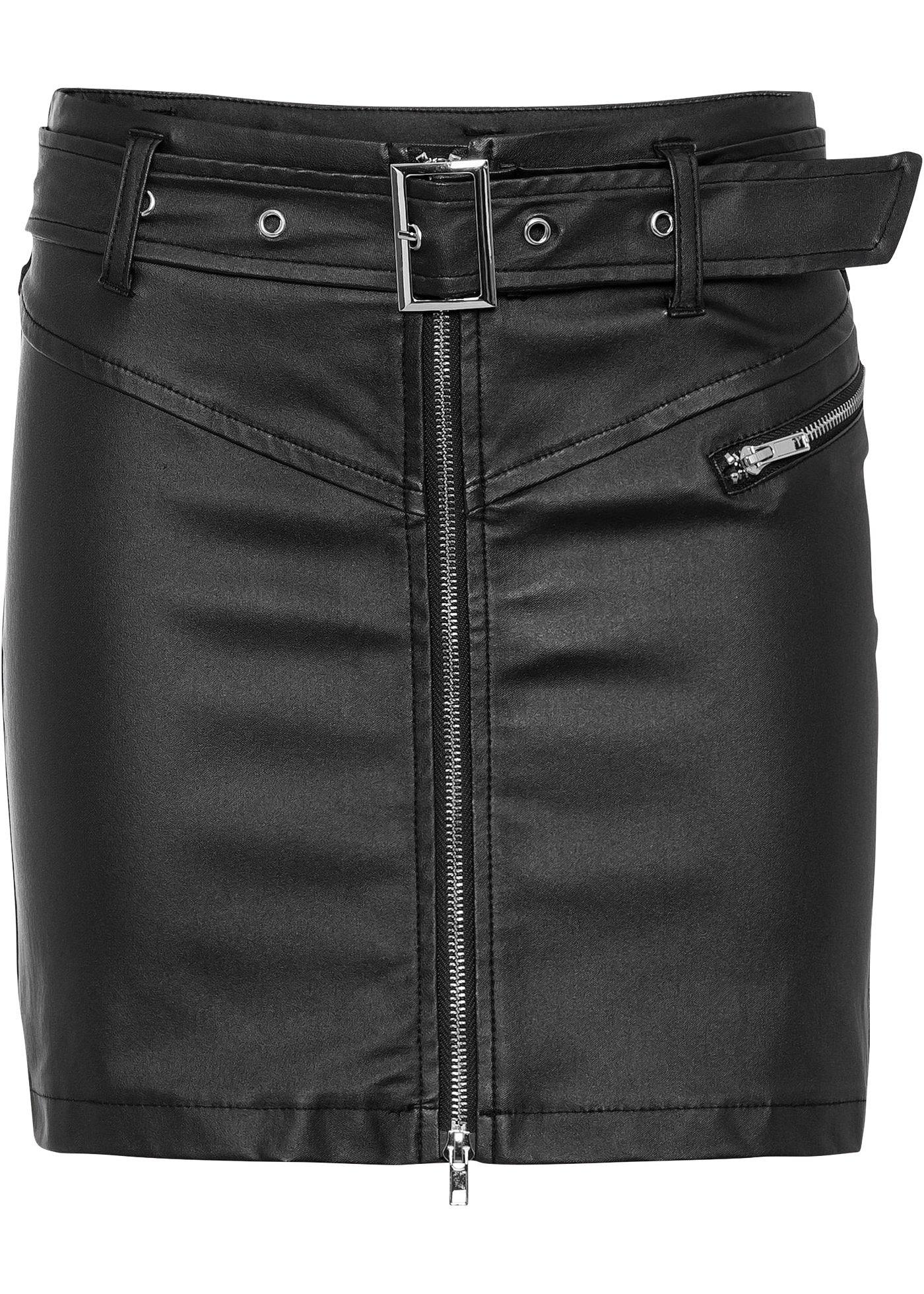 Jupe synthétique imitation cuir avec zip