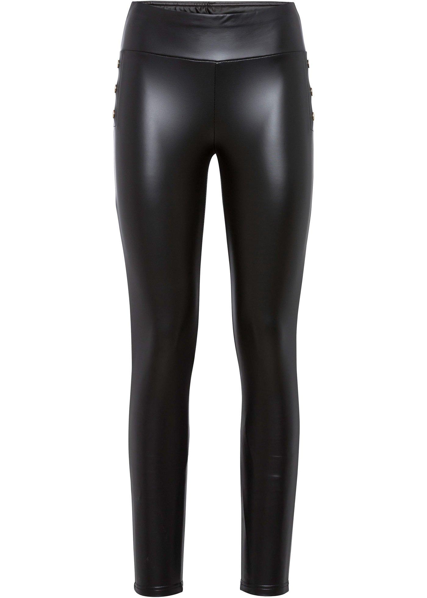 Legging synthétique imitation cuir avec boutons