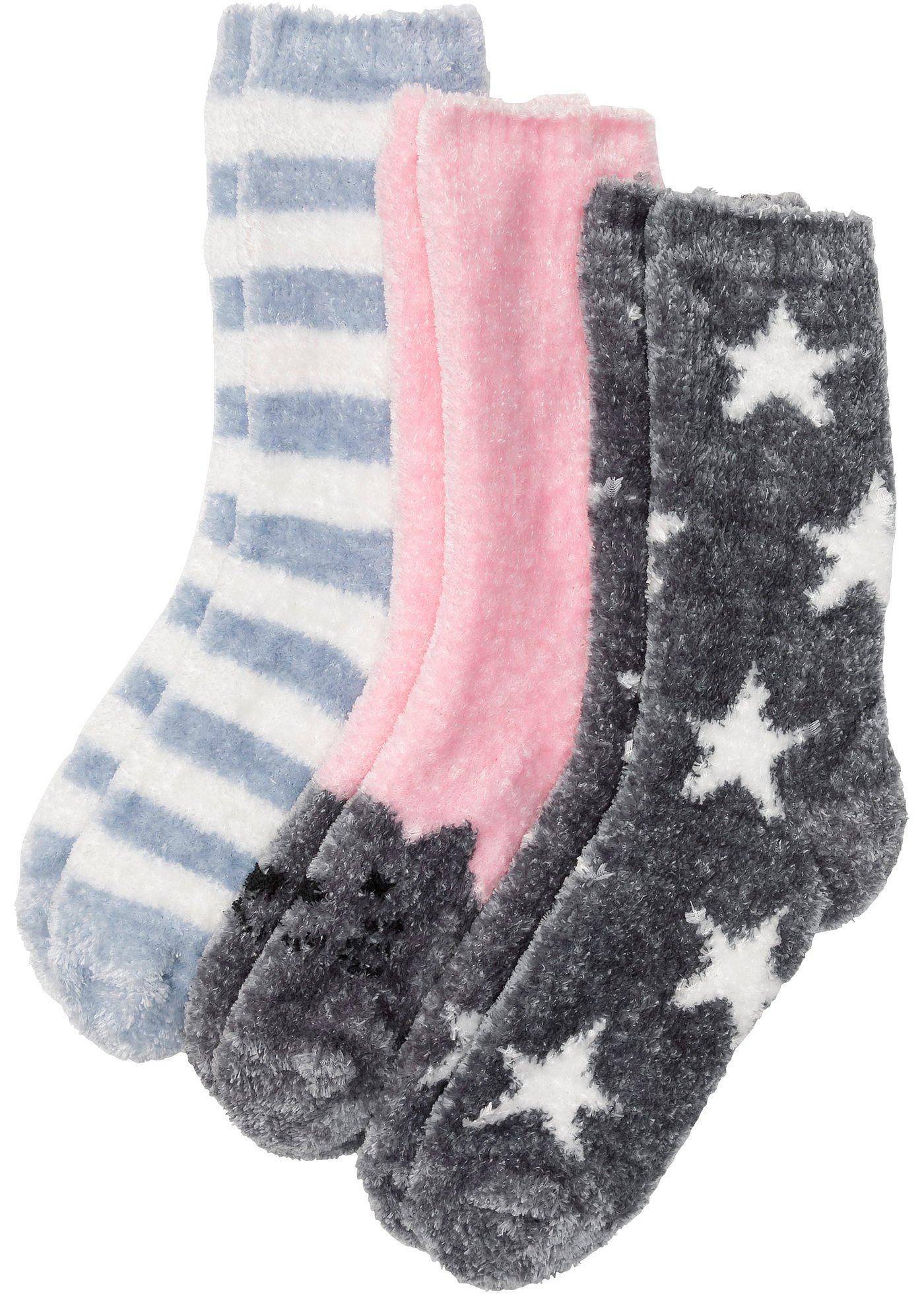 Lot de 3 paires de chaussettes en fil chenille avec ruban satin