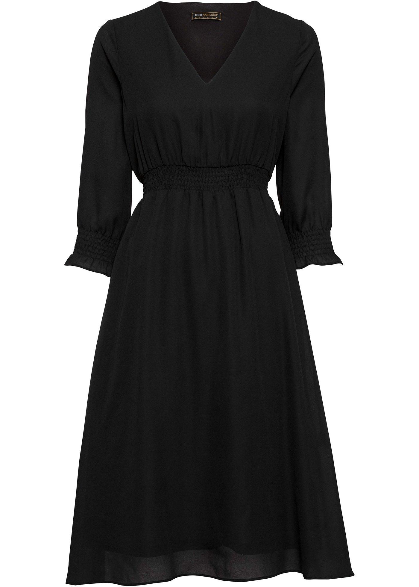 Robe midi, manches 3/4