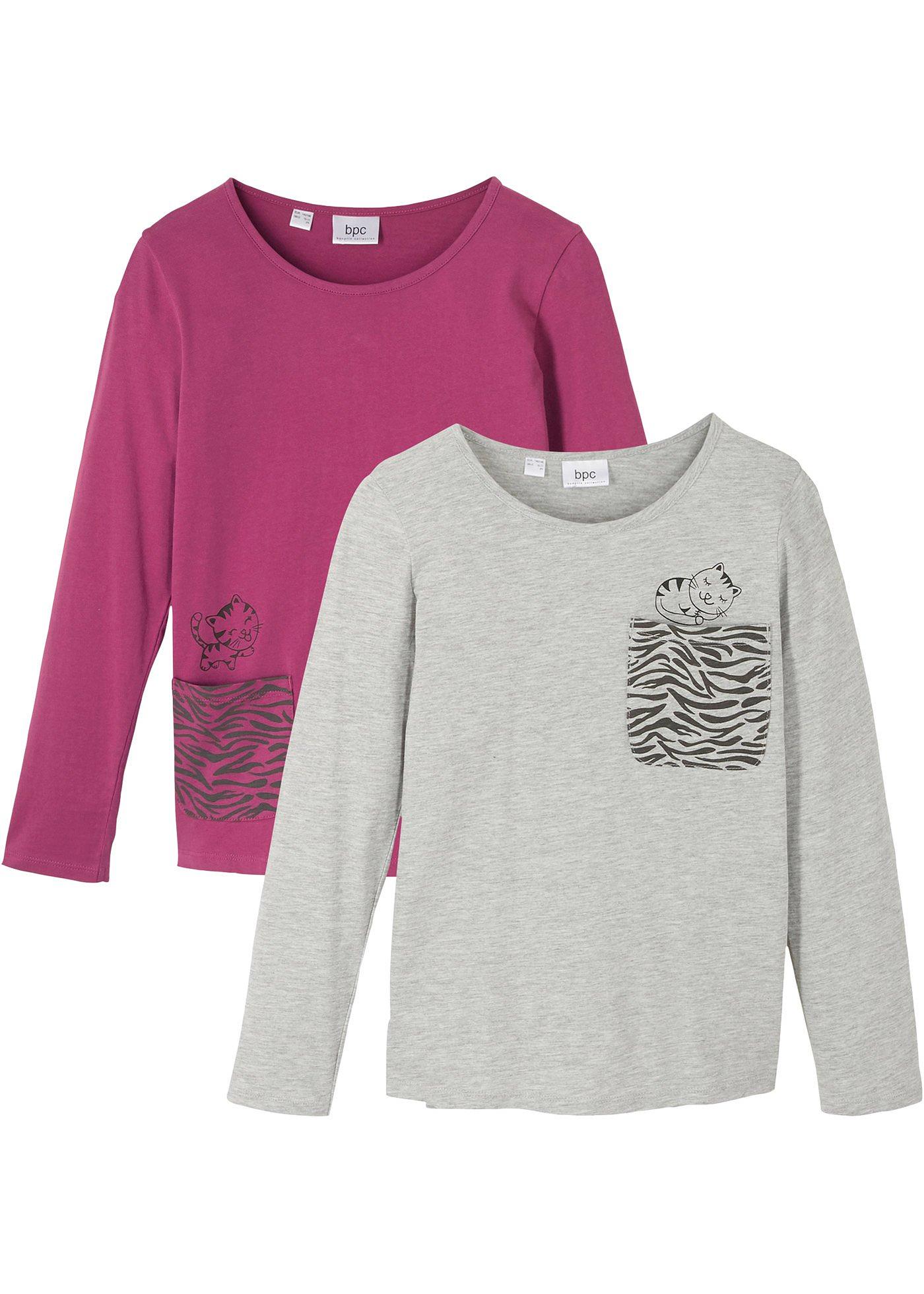 Lot de 2 T-shirts manches longues fille en coton bio