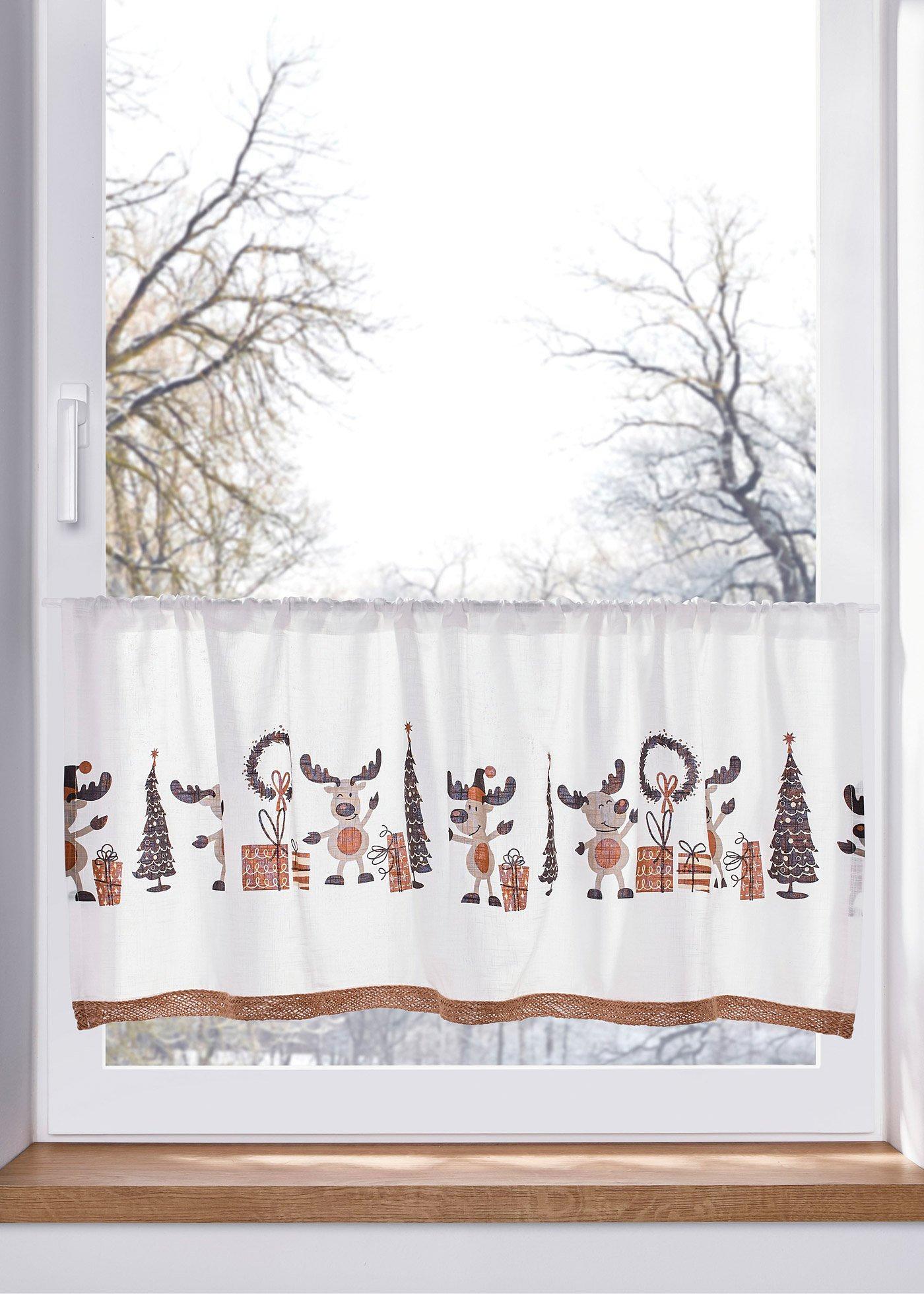 Brise-bise en coton bio avec galon en jute