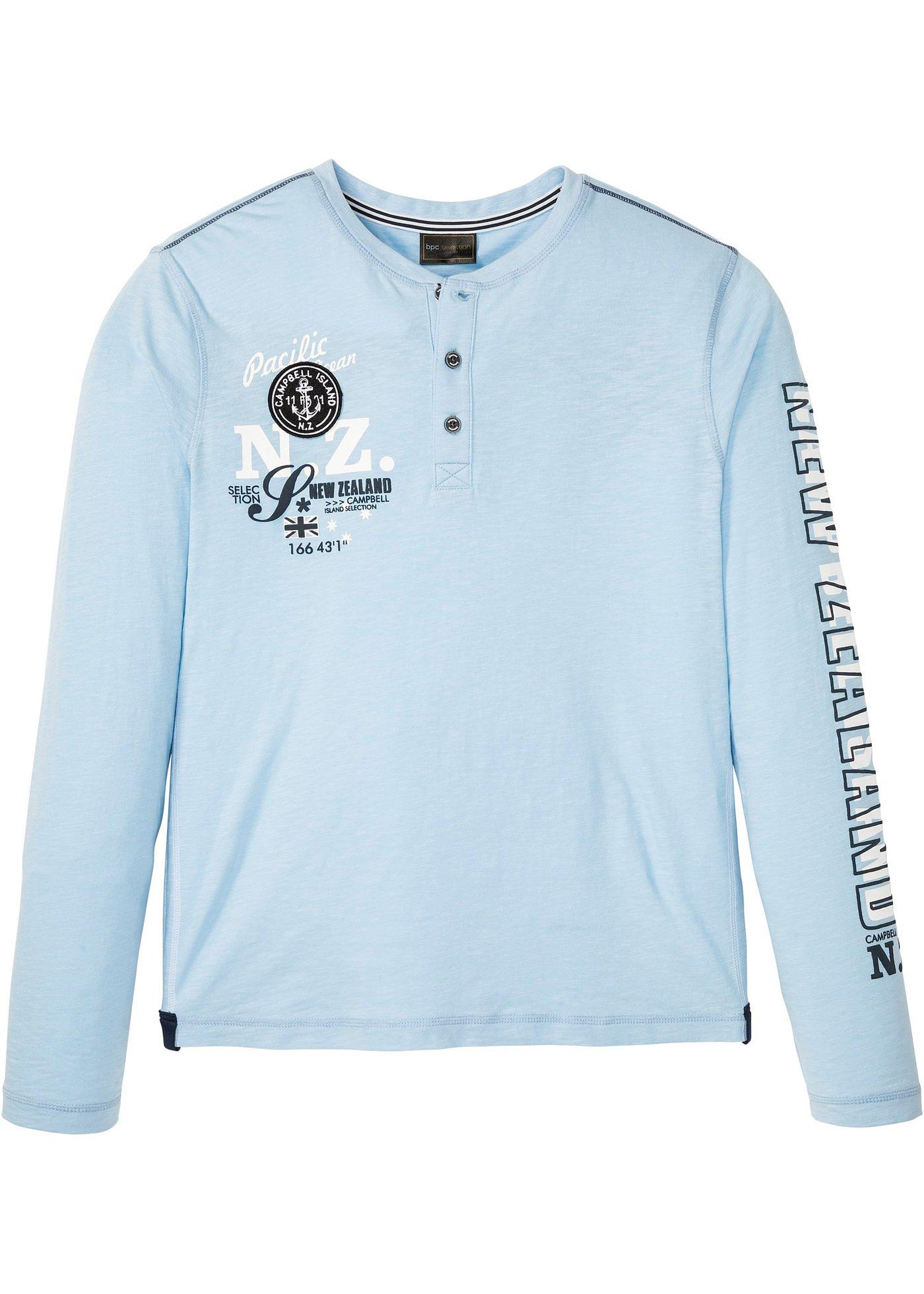T-shirt col Henley, manches longues